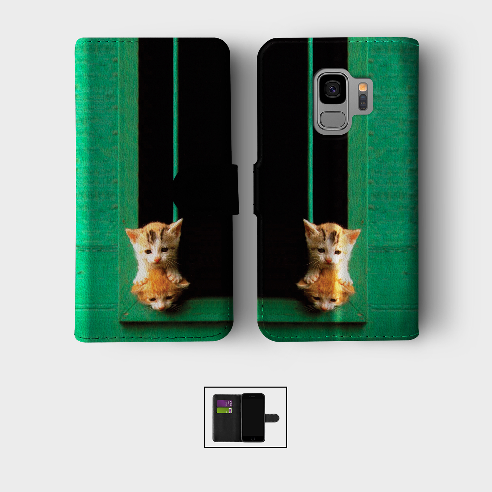 CASE FOR SAMSUNG S23 S22 S21 S20 S10 WALLET FLIP PHONE COVER KITTENS CATS CUTE - Picture 5 of 8