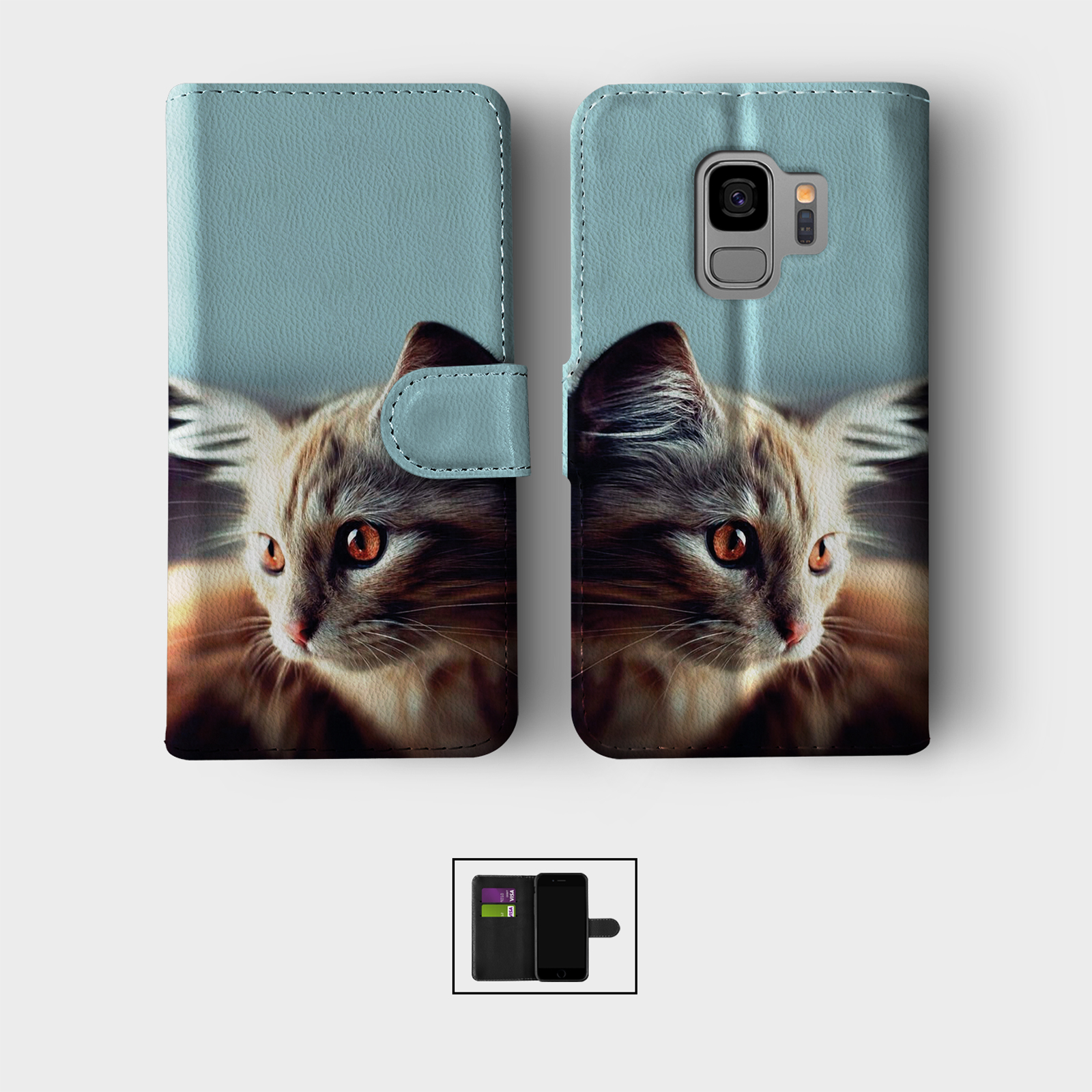 CASE FOR SAMSUNG S23 S22 S21 S20 S10 WALLET FLIP PHONE COVER KITTENS CATS CUTE - Picture 6 of 8