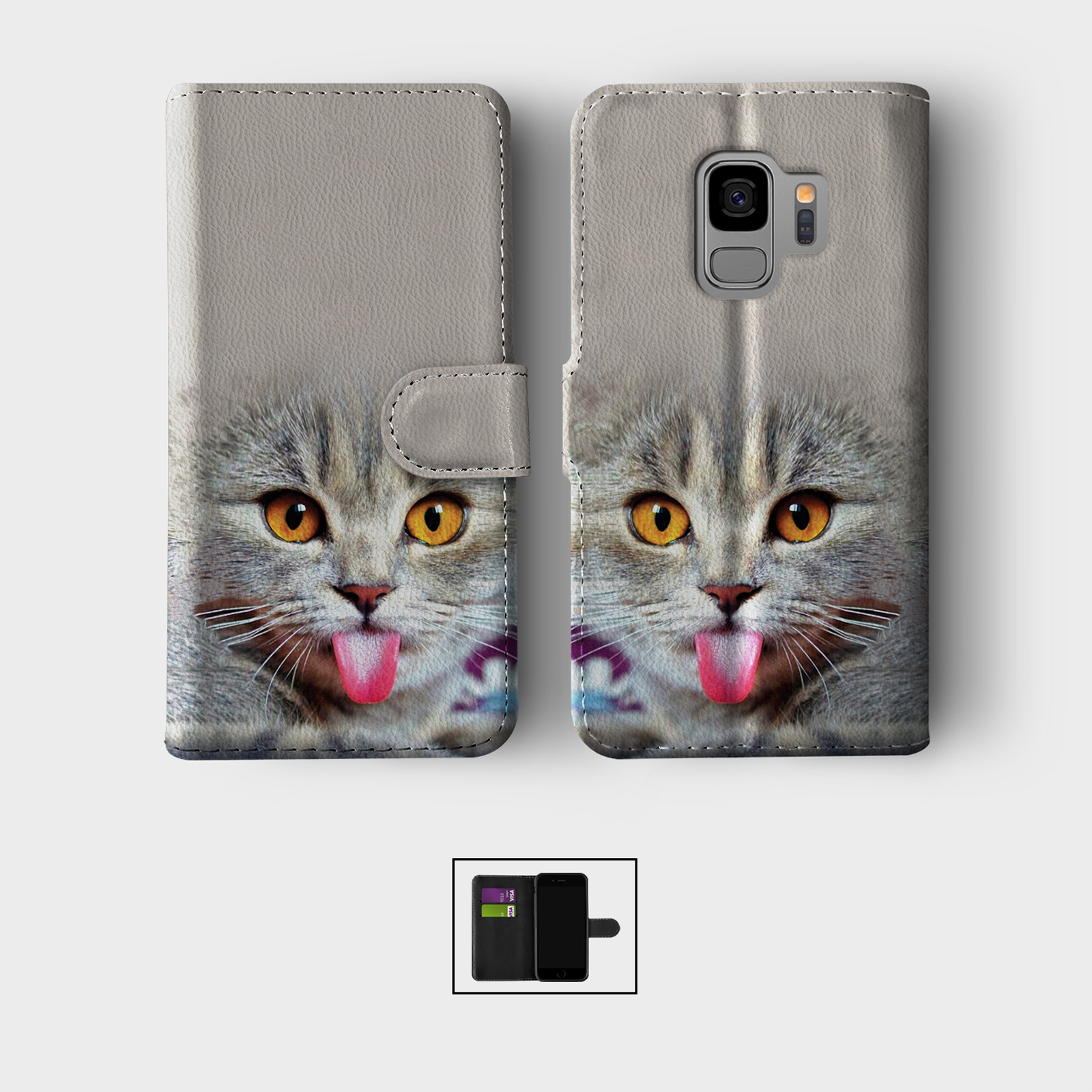 CASE FOR SAMSUNG S23 S22 S21 S20 S10 WALLET FLIP PHONE COVER KITTENS CATS CUTE - Picture 7 of 8