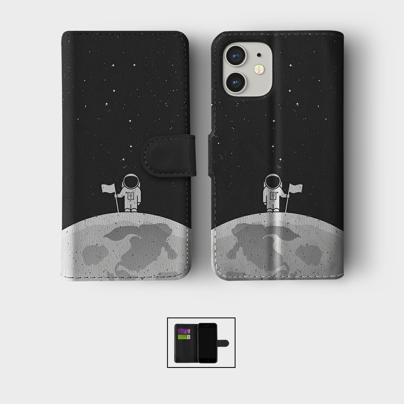 CASE FOR IPHONE 16 15 14 13 12 11 PRO WALLET FLIP PHONE COVER MOON STARS ZODIAC - Picture 7 of 10