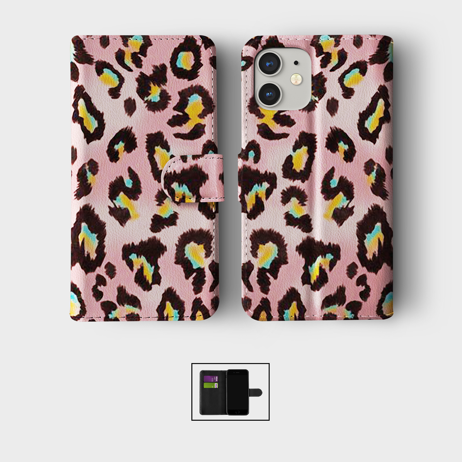 CASE FOR IPHONE 16 15 14 13 12 11 PRO WALLET FLIP PHONE COVER WATERMELON CLOUDS - Picture 4 of 10