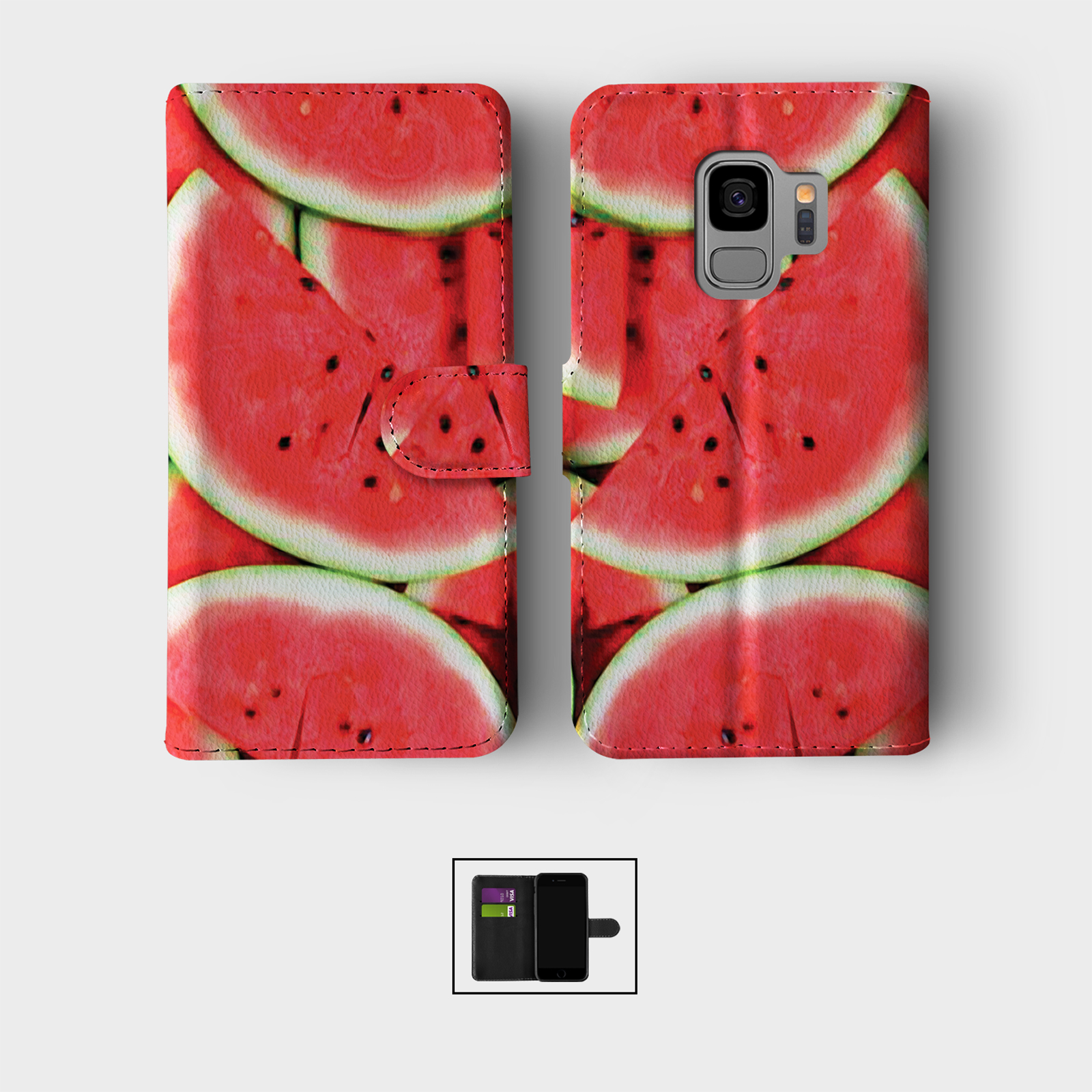 CASE FOR SAMSUNG S23 S22 S21 S20 S10 WALLET FLIP PHONE COVER WATERMELON CLOUDS - Picture 9 of 10