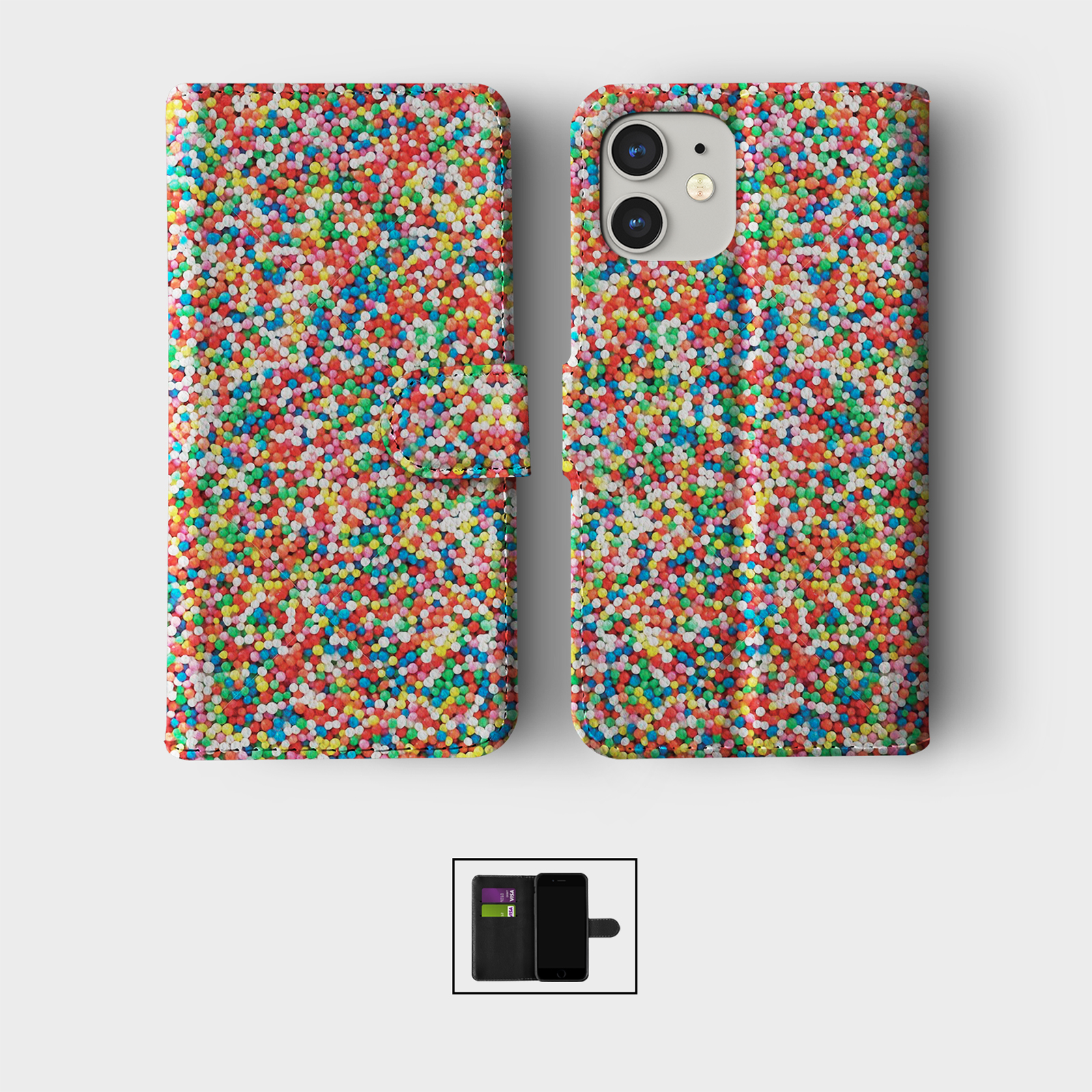 CASE FOR IPHONE 16 16E 15 14 12 12 SE PRO MAX WALLET FLIP PHONE COVER CANDY SHOP - Picture 2 of 8