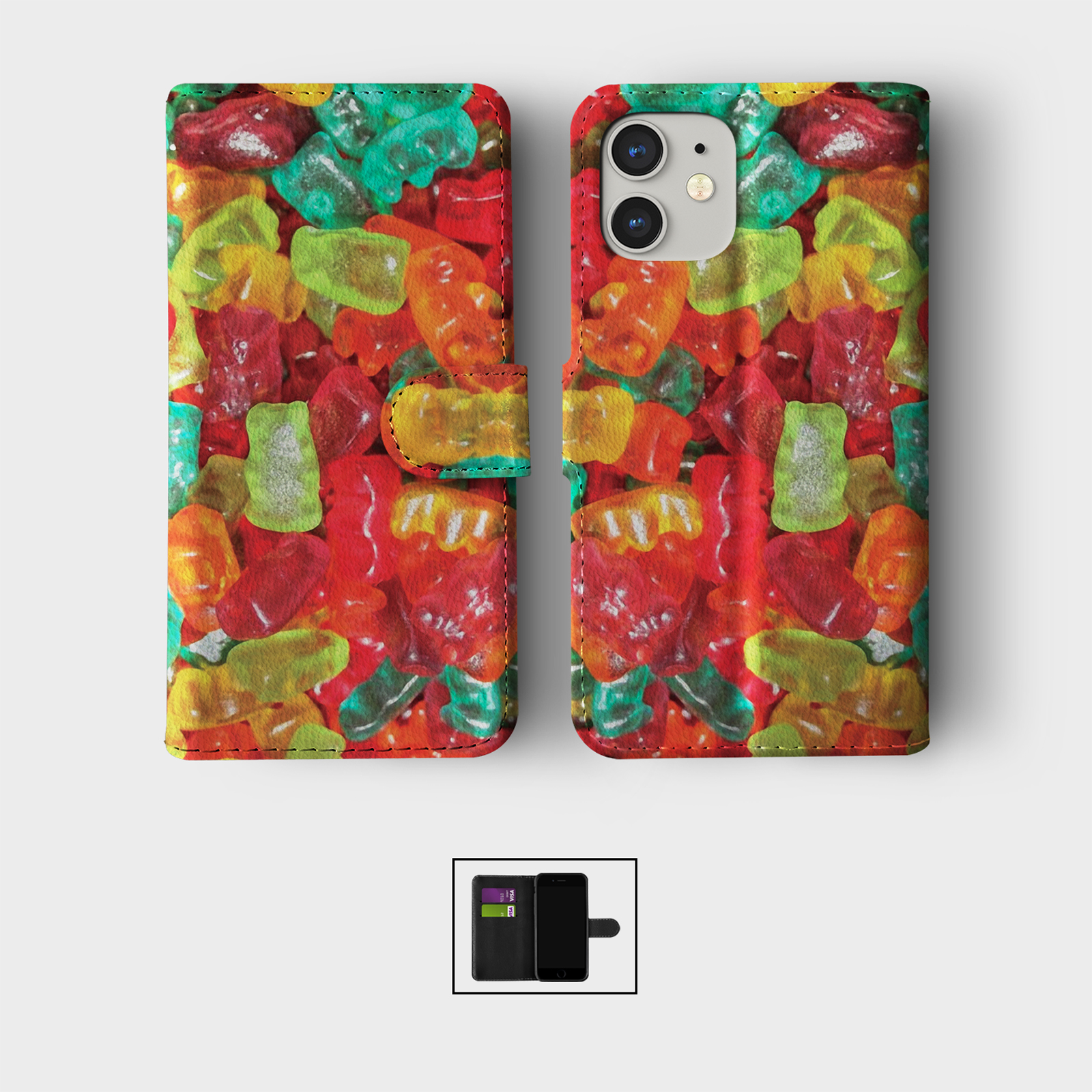 CASE FOR IPHONE 16 16E 15 14 12 12 SE PRO MAX WALLET FLIP PHONE COVER CANDY SHOP - Picture 3 of 8