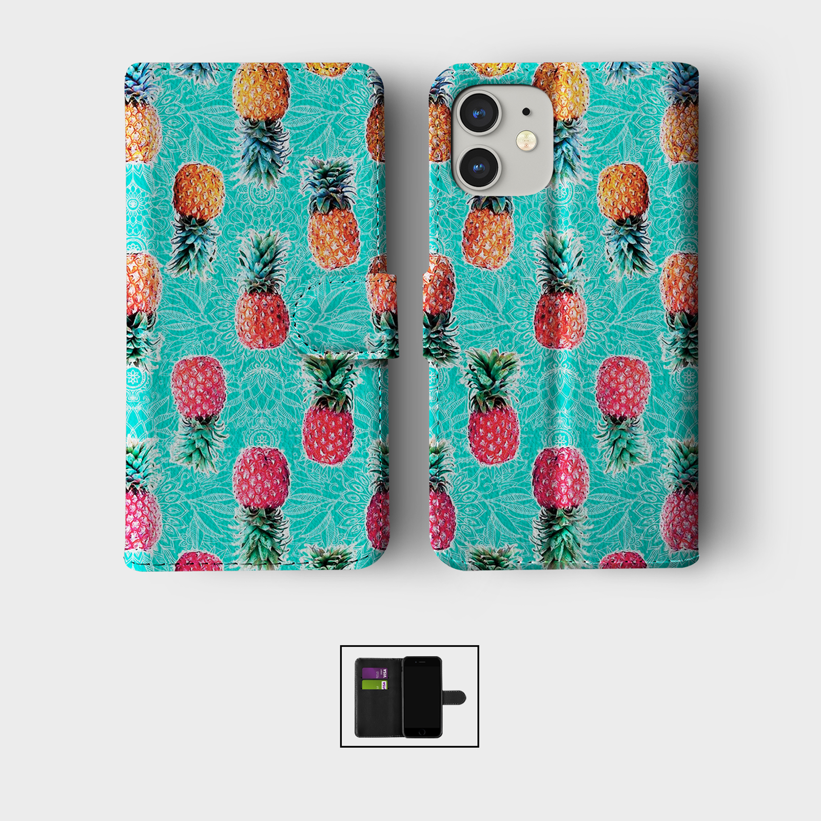 CASE FOR IPHONE 16 15 14 13 12 11 PRO WALLET FLIP PHONE COVER COLOURFUL SUMMER - Picture 8 of 10