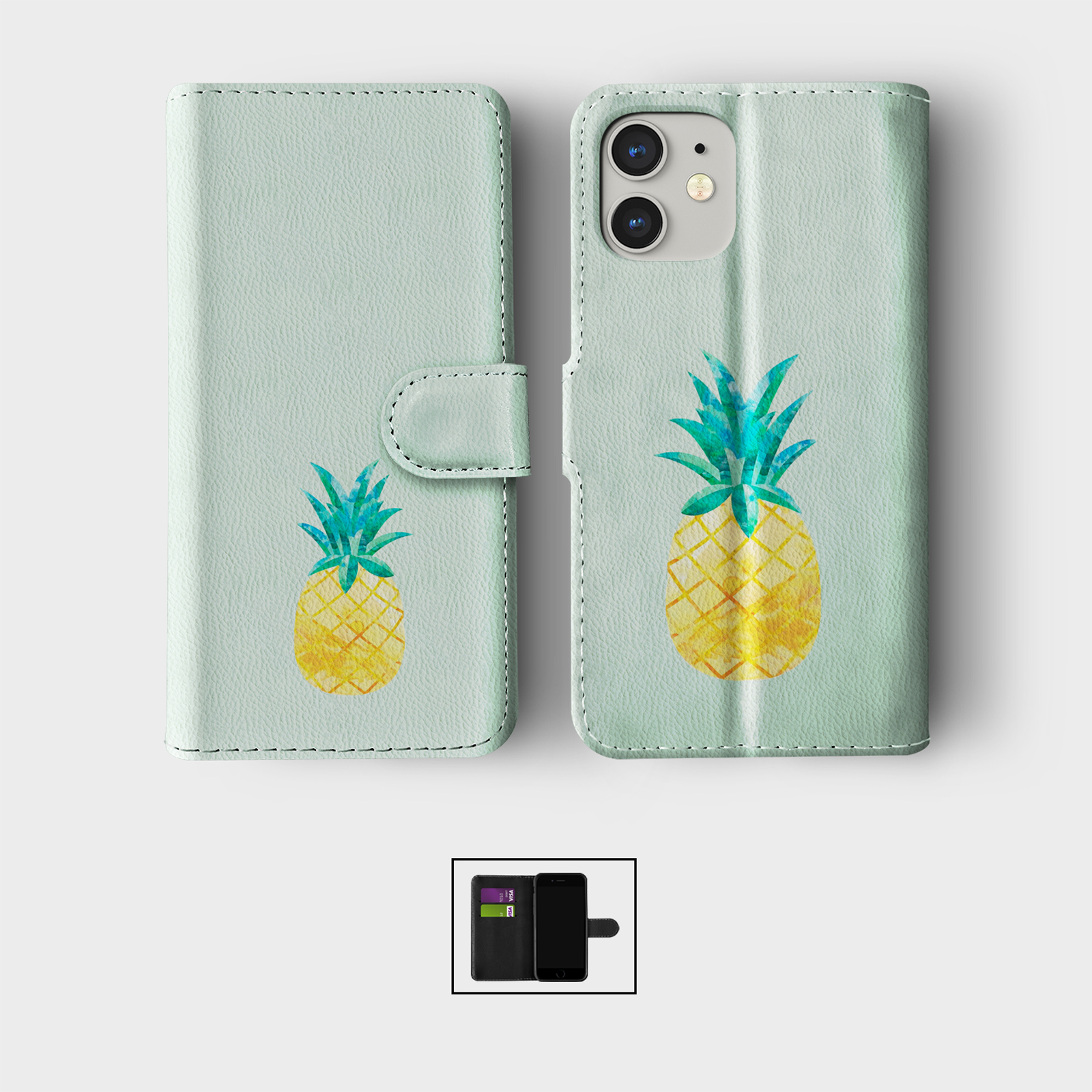 CASE FOR IPHONE 16 15 14 13 12 11 SE PRO WALLET FLIP PHONE COVER FLAMINGO PALMS - Picture 7 of 10