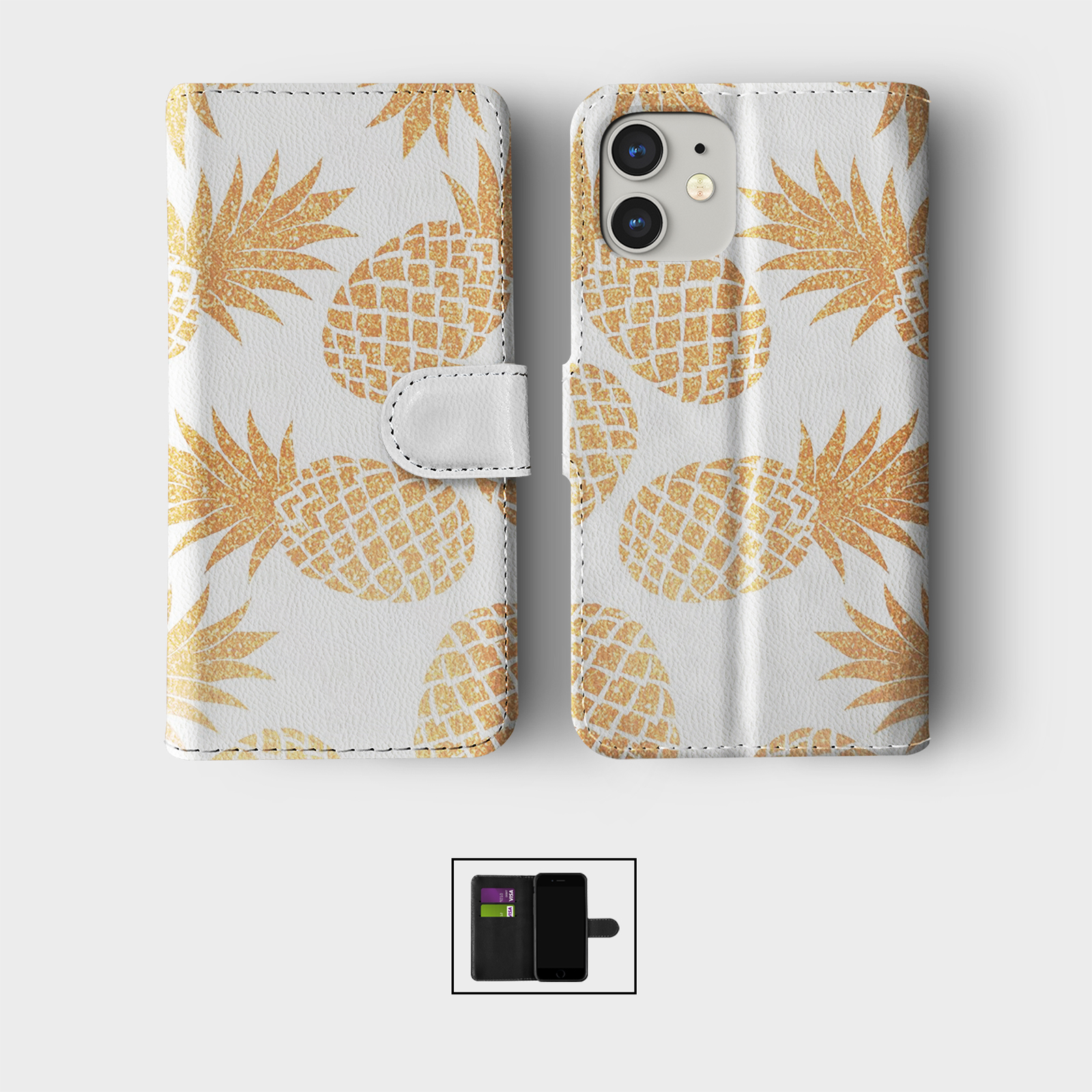 CASE FOR IPHONE 16 15 14 13 12 11 SE PRO WALLET FLIP PHONE COVER FLAMINGO PALMS - Picture 8 of 10