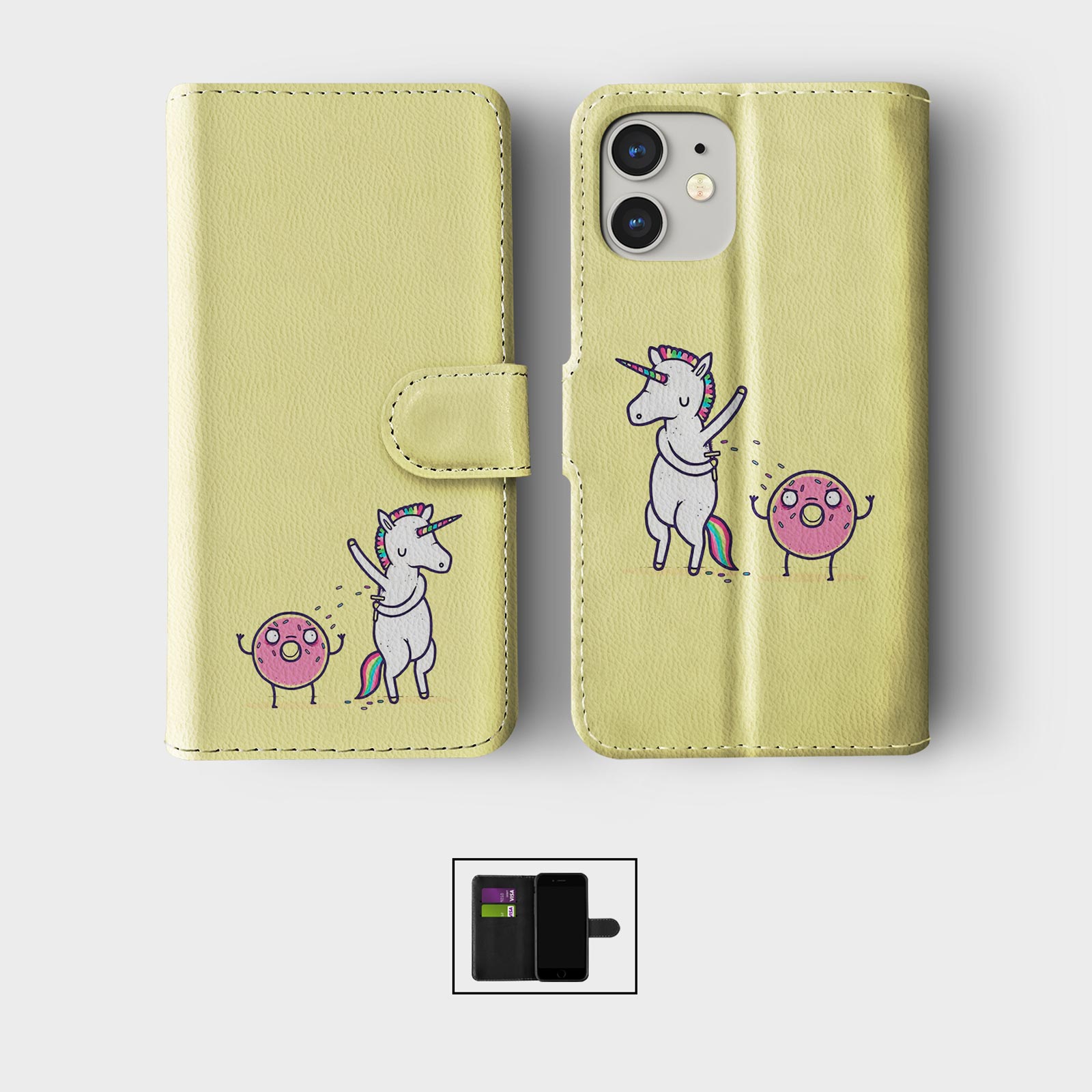 CASE FOR IPHONE 16 15 14 13 12 11 SE WALLET FLIP PHONE COVER UNICORN KAWAII CUTE - Picture 9 of 10