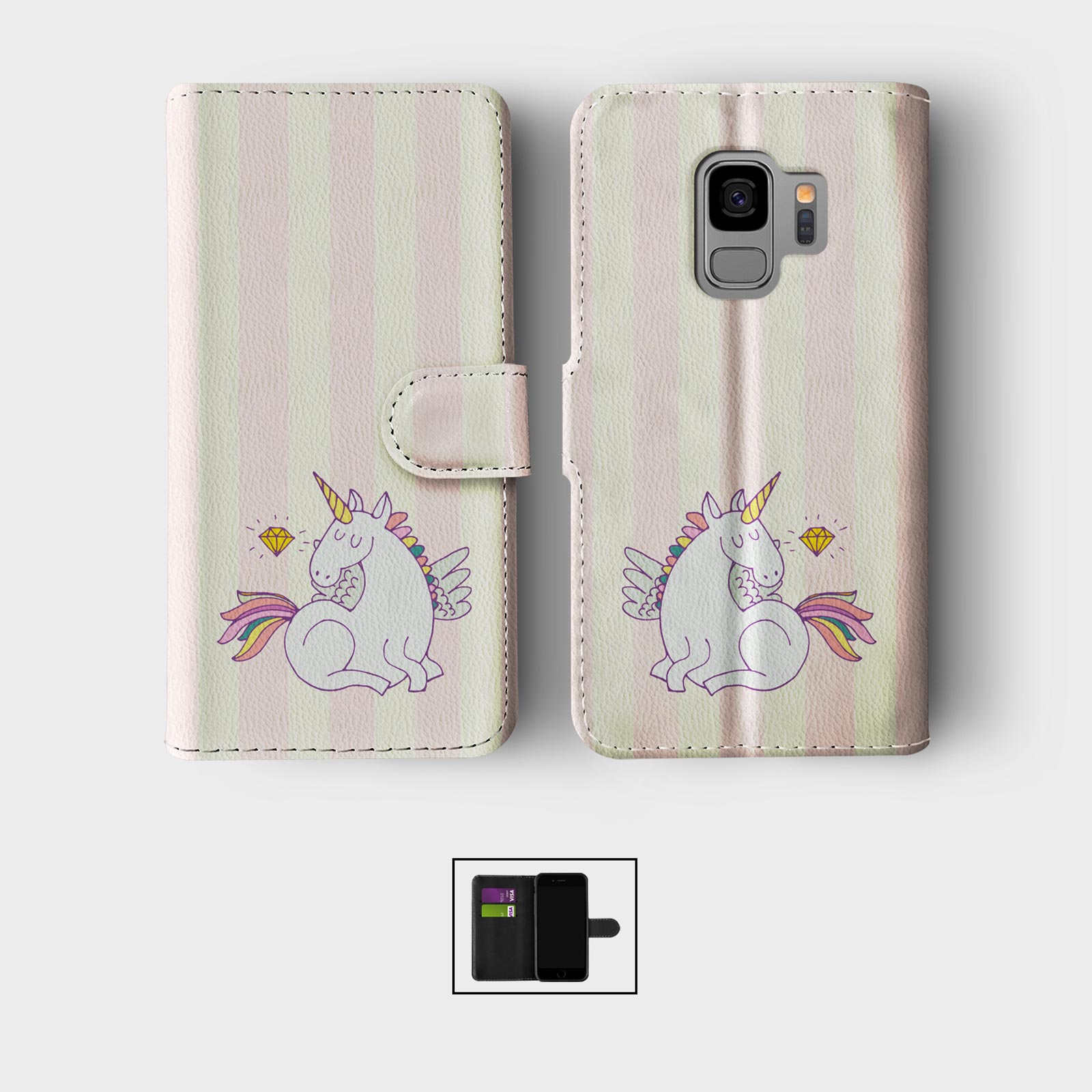 CASE FOR SAMSUNG S23 S22 S21 S20 S10 WALLET FLIP PHONE COVER CUTE UNICORNS STARS - Picture 7 of 9