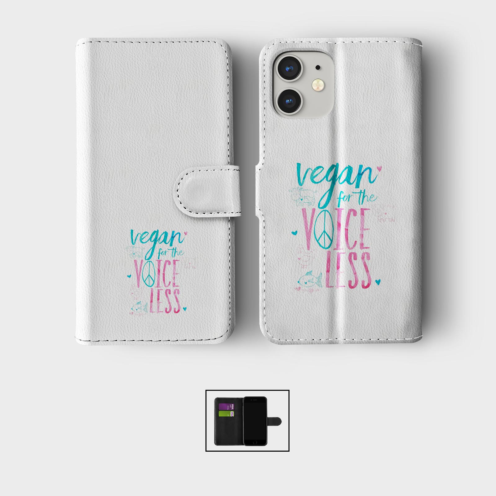 CASE FOR IPHONE 16 16E 15 14 12 12 PRO WALLET FLIP PHONE COVER VEGAN INSPIRATION - Picture 2 of 9