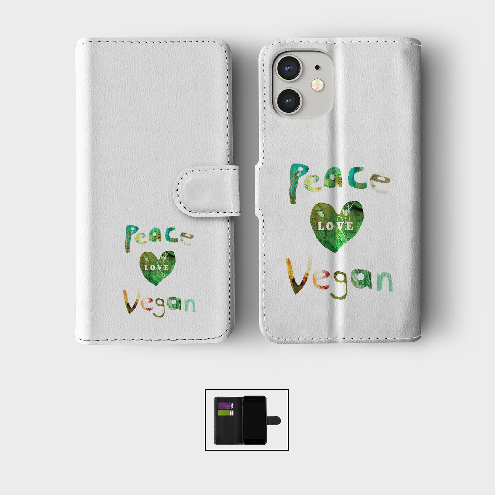 CASE FOR IPHONE 16 16E 15 14 12 12 PRO WALLET FLIP PHONE COVER VEGAN INSPIRATION - Picture 3 of 9