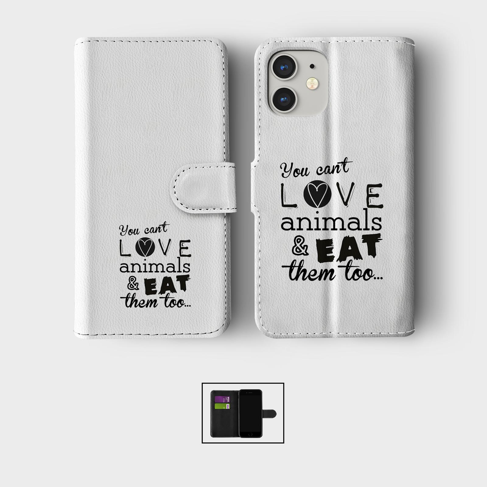CASE FOR IPHONE 16 16E 15 14 12 12 PRO WALLET FLIP PHONE COVER VEGAN INSPIRATION - Picture 4 of 9