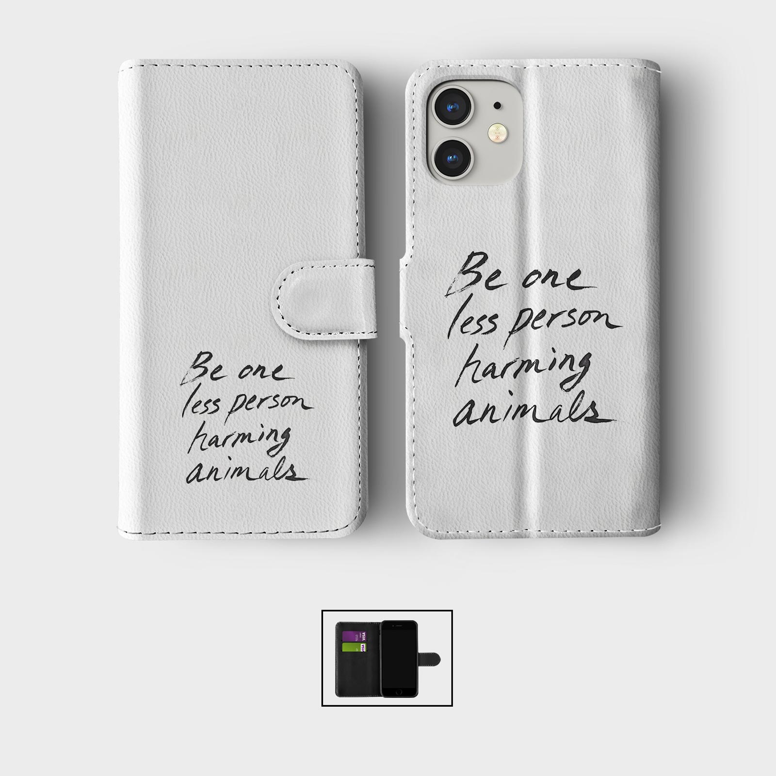 CASE FOR IPHONE 16 16E 15 14 12 12 PRO WALLET FLIP PHONE COVER VEGAN INSPIRATION - Picture 6 of 9