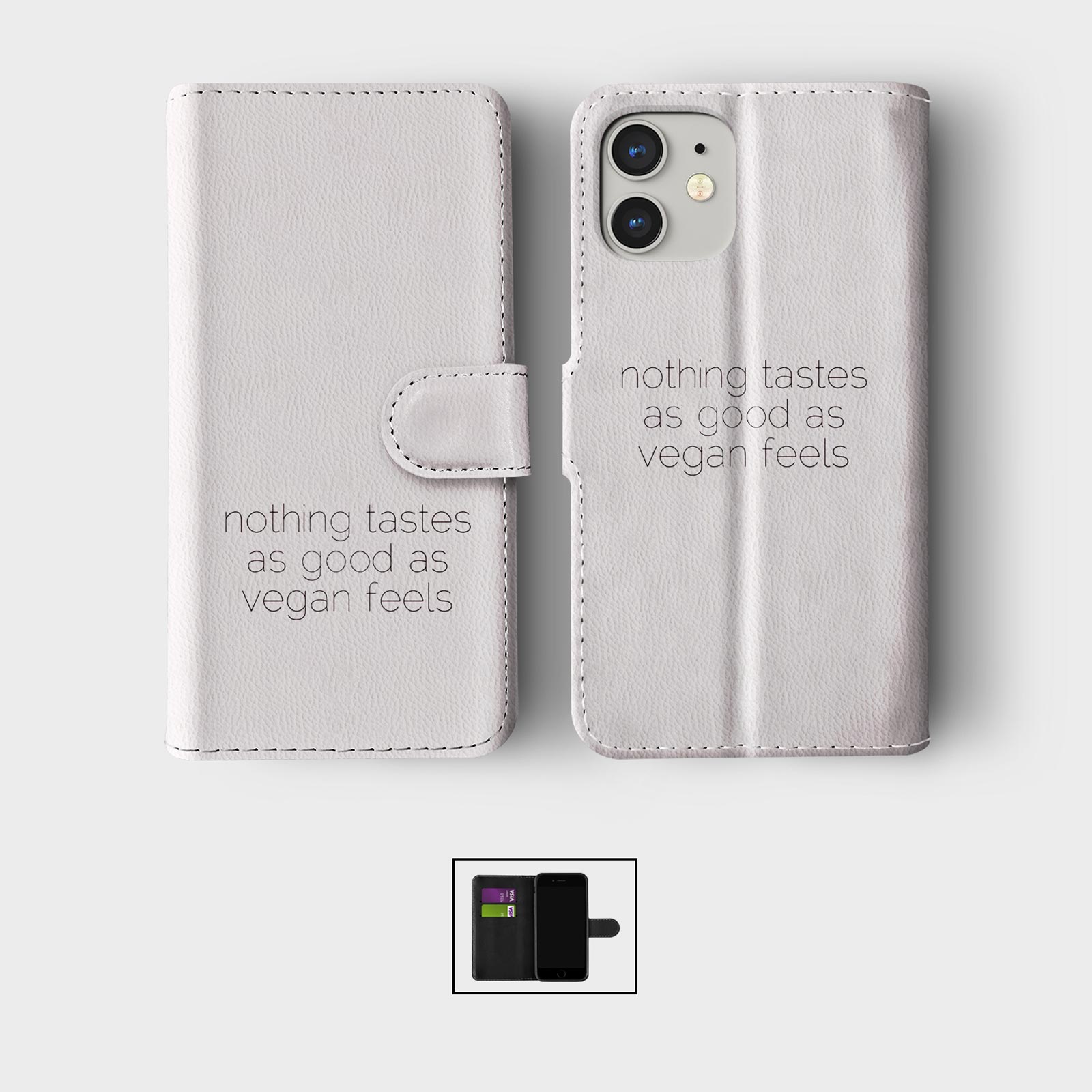 CASE FOR IPHONE 16 16E 15 14 12 12 PRO WALLET FLIP PHONE COVER VEGAN INSPIRATION - Picture 7 of 9