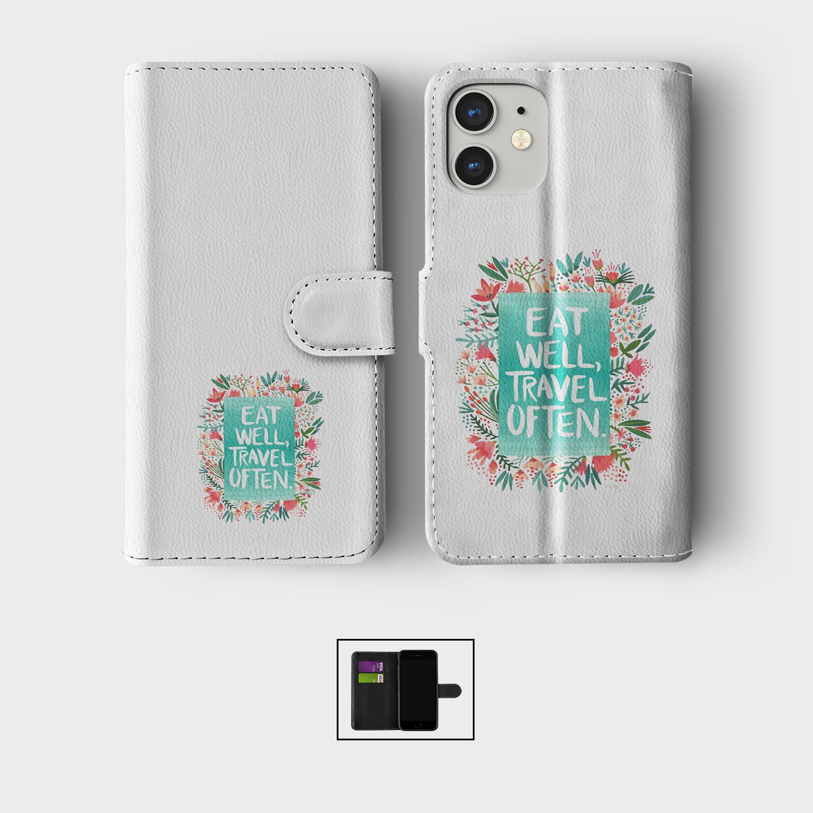 CASE FOR IPHONE 16 16E 15 14 12 12 PRO WALLET FLIP PHONE COVER VEGAN INSPIRATION - Picture 8 of 9