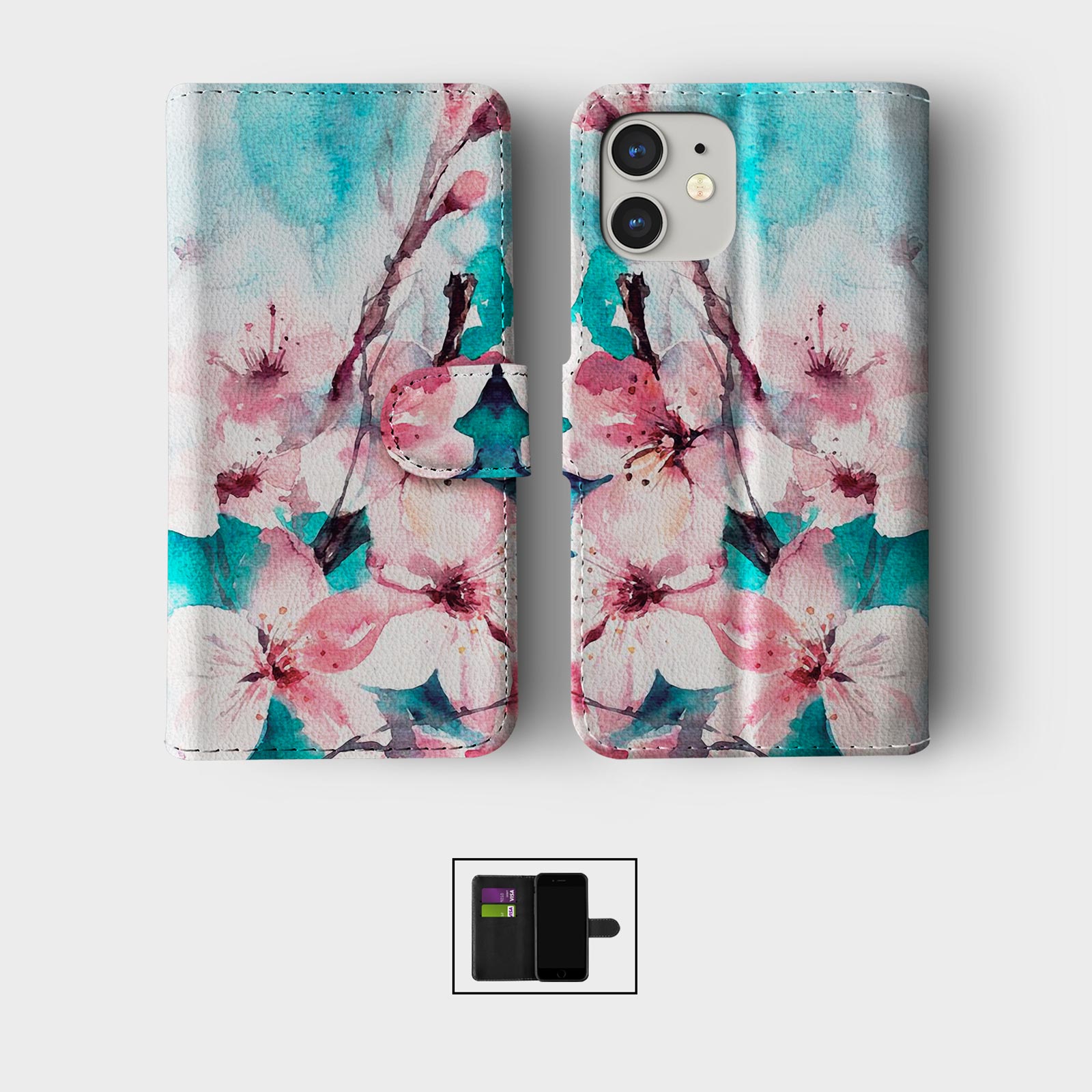 CASE FOR IPHONE 16 15 14 13 12 11 PRO WALLET FLIP PHONE COVER FLORAL BEAUTIFUL - Picture 4 of 10