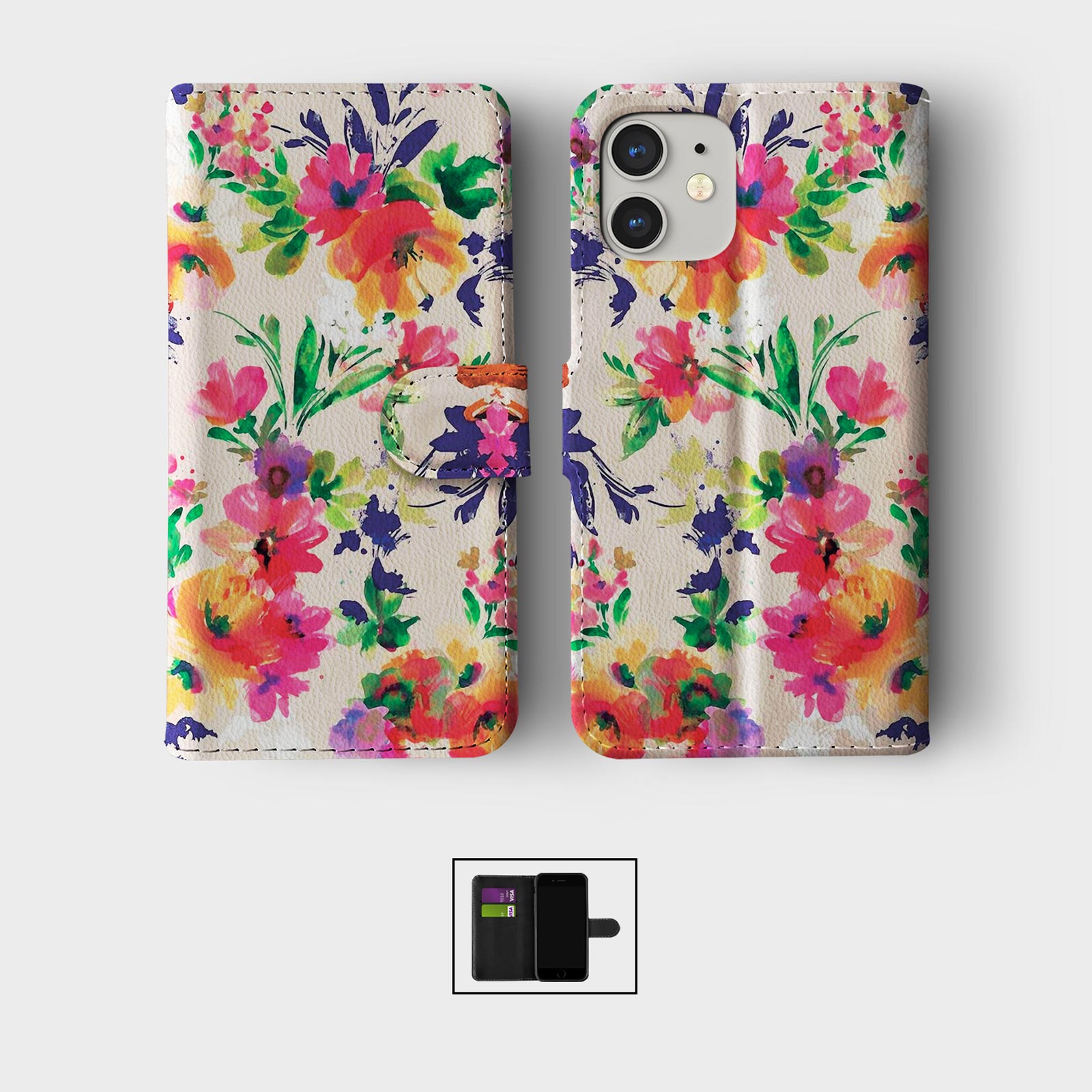 CASE FOR IPHONE 16 15 14 13 12 11 PRO WALLET FLIP PHONE COVER FLORAL BEAUTIFUL - Picture 5 of 10
