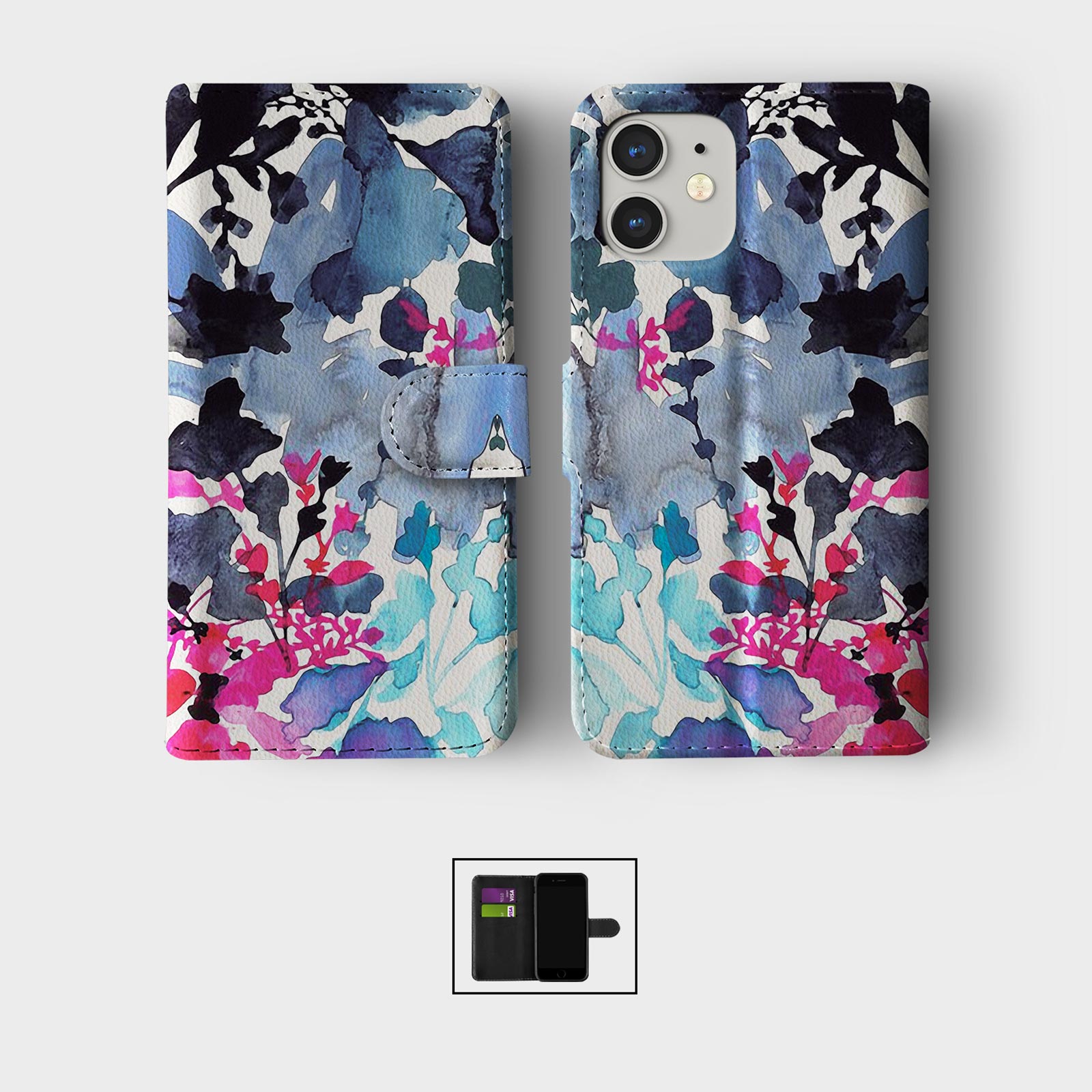 CASE FOR IPHONE 16 15 14 13 12 11 PRO WALLET FLIP PHONE COVER FLORAL BEAUTIFUL - Picture 7 of 10