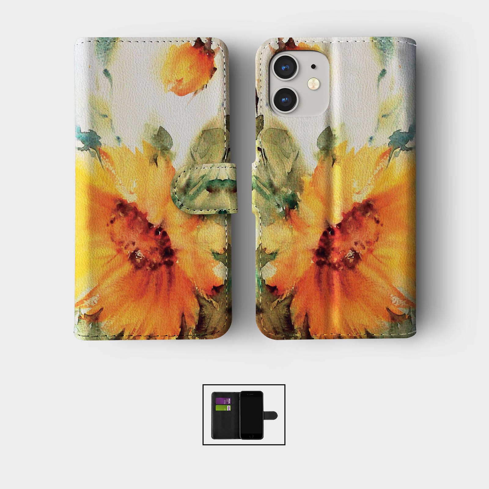 CASE FOR IPHONE 16 15 14 13 12 11 PRO WALLET FLIP PHONE COVER FLORAL BEAUTIFUL - Picture 9 of 10