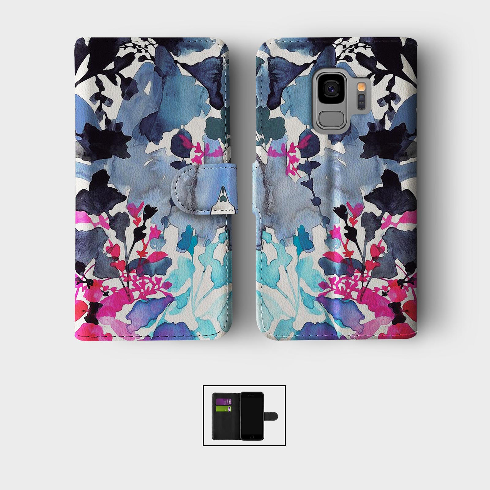 CASE FOR SAMSUNG S23 S22 S21 S20 S10 S9 WALLET FLIP PHONE COVER FLORAL BEAUTIFUL - Picture 7 of 10