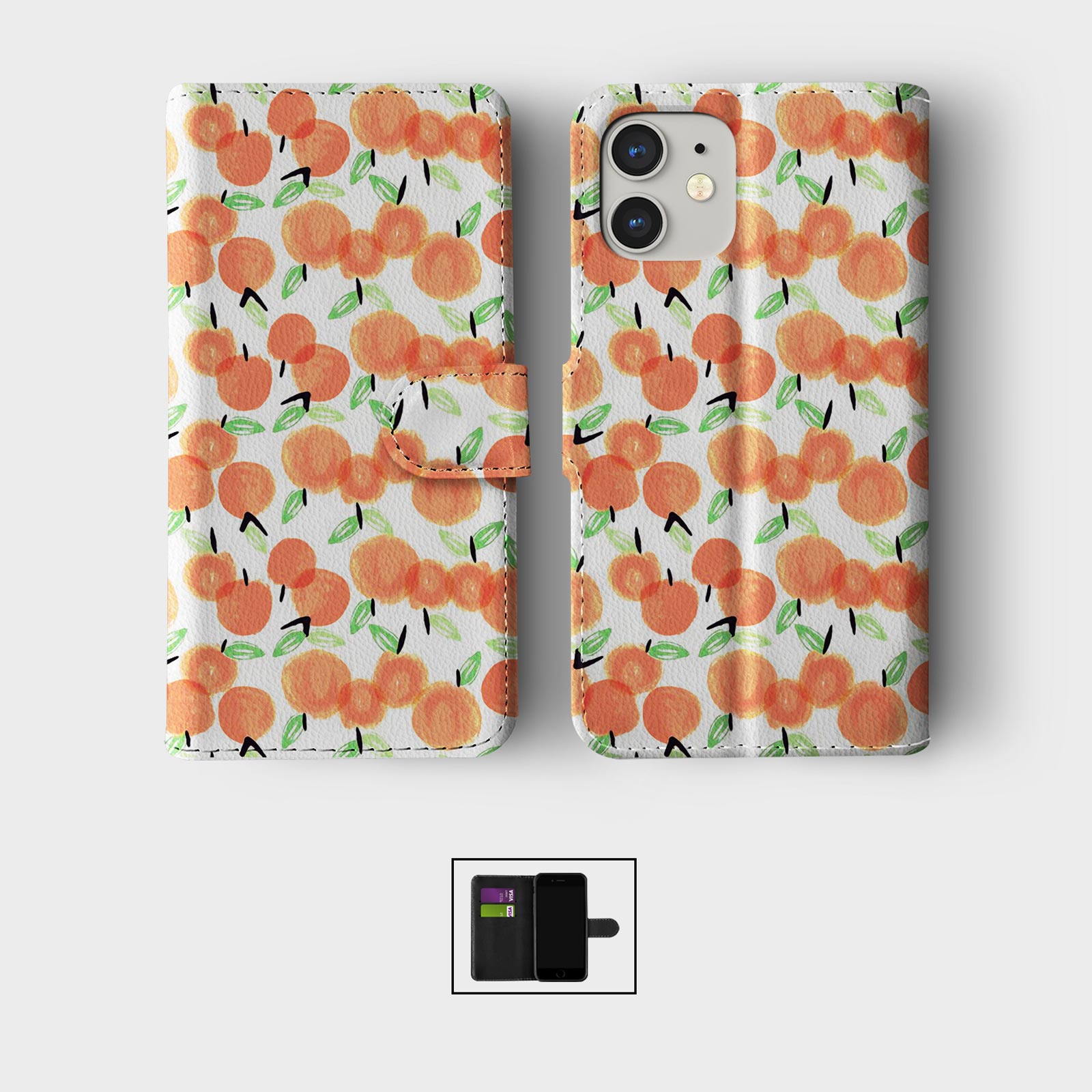 CASE FOR IPHONE 16 15 14 13 12 11 SE WALLET FLIP PHONE COVER FRUITS AND VEGGIES - Picture 8 of 10