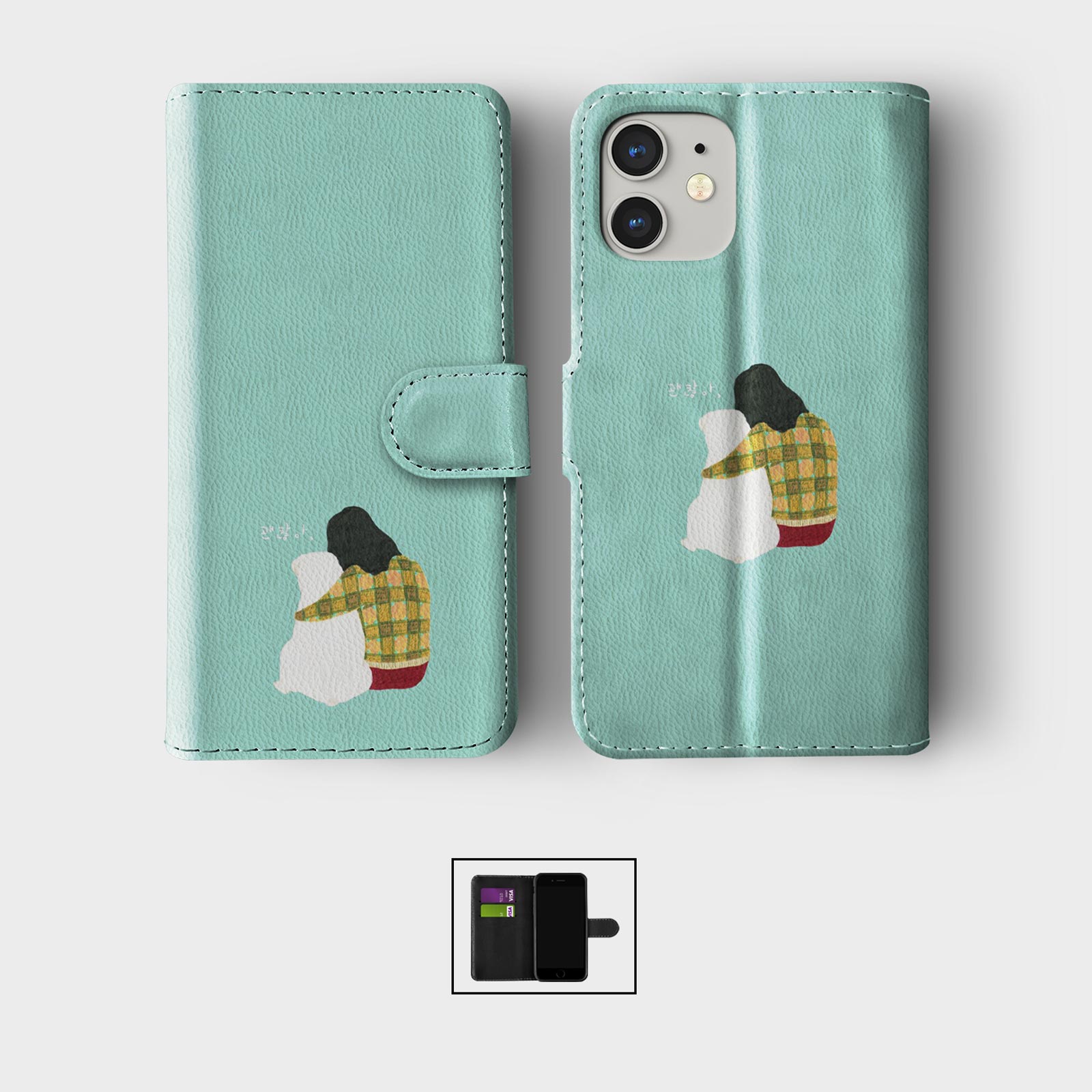 FLIP WALLET PHONE CASE FOR IPHONE 16 15 14 13 12 11 PET LOVER GIRL CUTE CARTOON - Picture 4 of 10