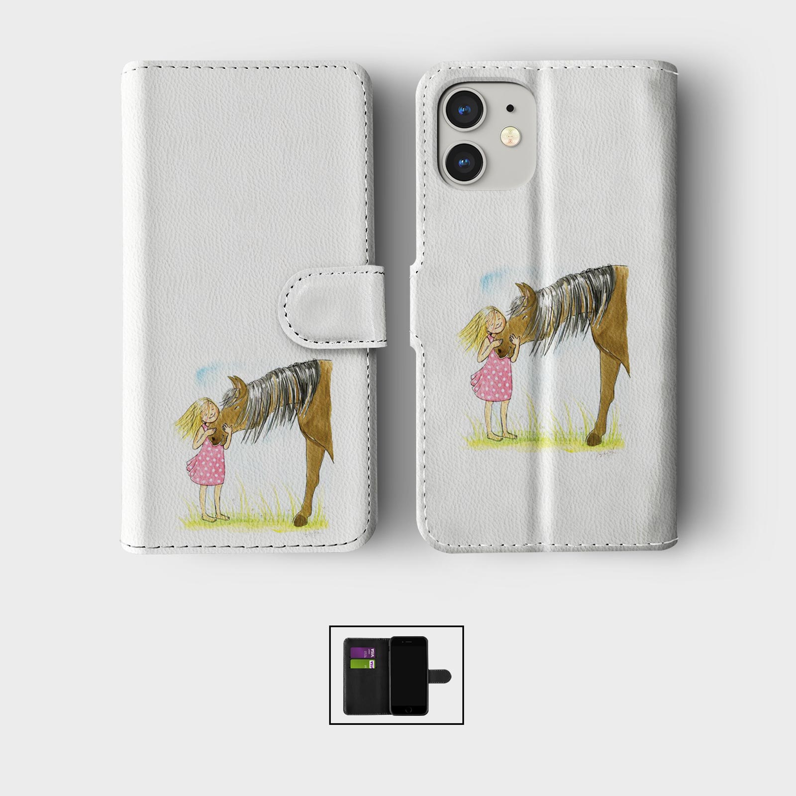 FLIP WALLET PHONE CASE FOR IPHONE 16 15 14 13 12 11 PET LOVER GIRL CUTE CARTOON - Picture 8 of 10