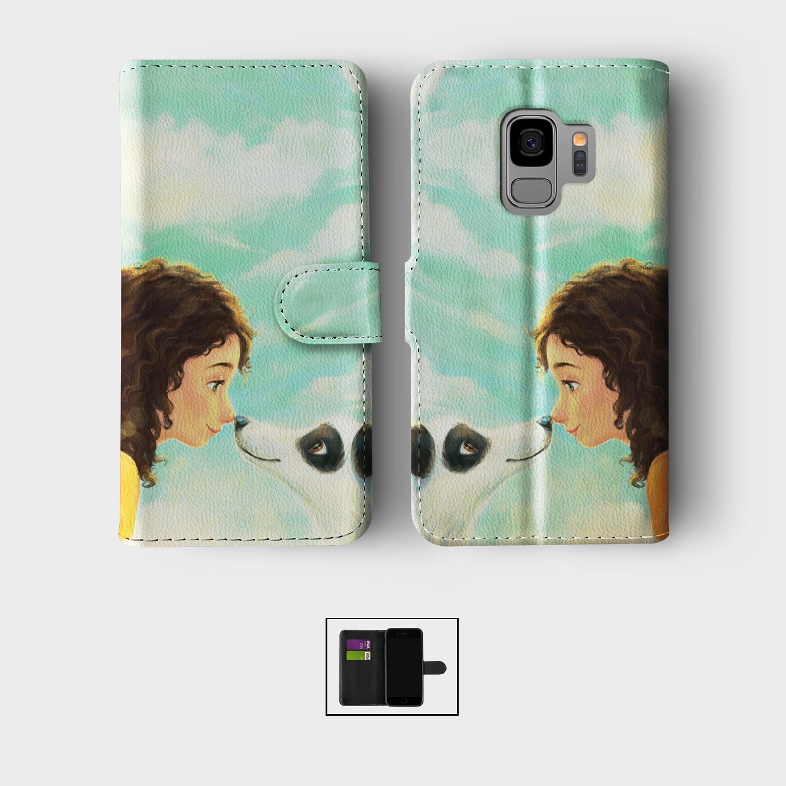 WALLET FLIP CASE FOR SAMSUNG S23 S22 S21 S20 S10 S9 PET LOVER GIRL CUTE CARTOON - Picture 9 of 10