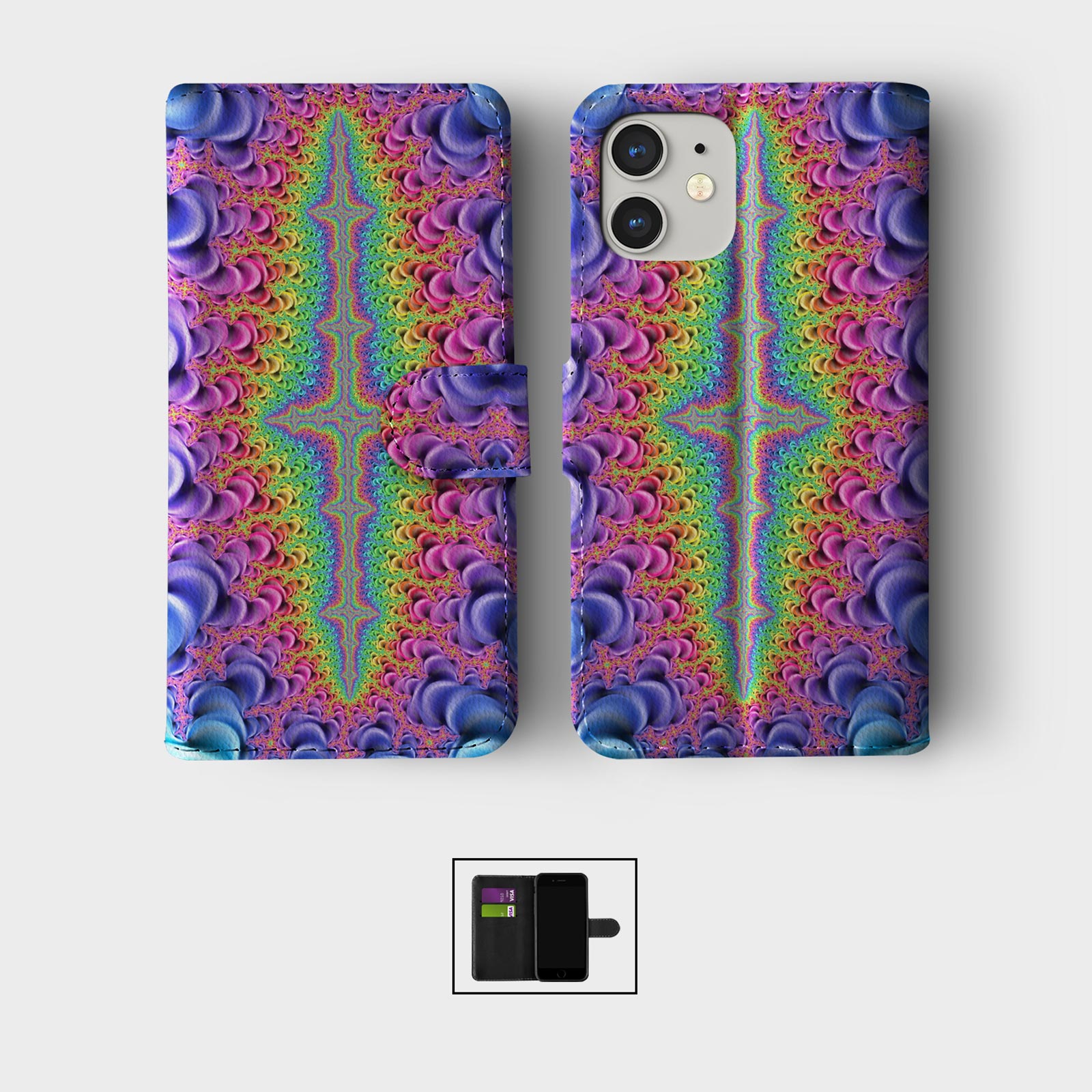 CASE FOR IPHONE 16 16E 15 14 12 12 PRO WALLET FLIP PHONE COVER VINTAGE ORNAMENT - Picture 3 of 7