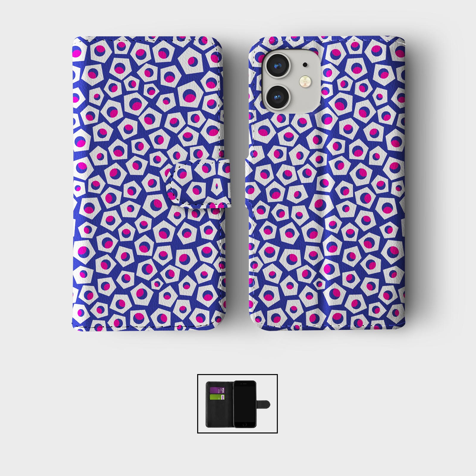 CASE FOR IPHONE 16 16E 15 14 12 12 PRO WALLET FLIP PHONE COVER VINTAGE ORNAMENT - Picture 4 of 7