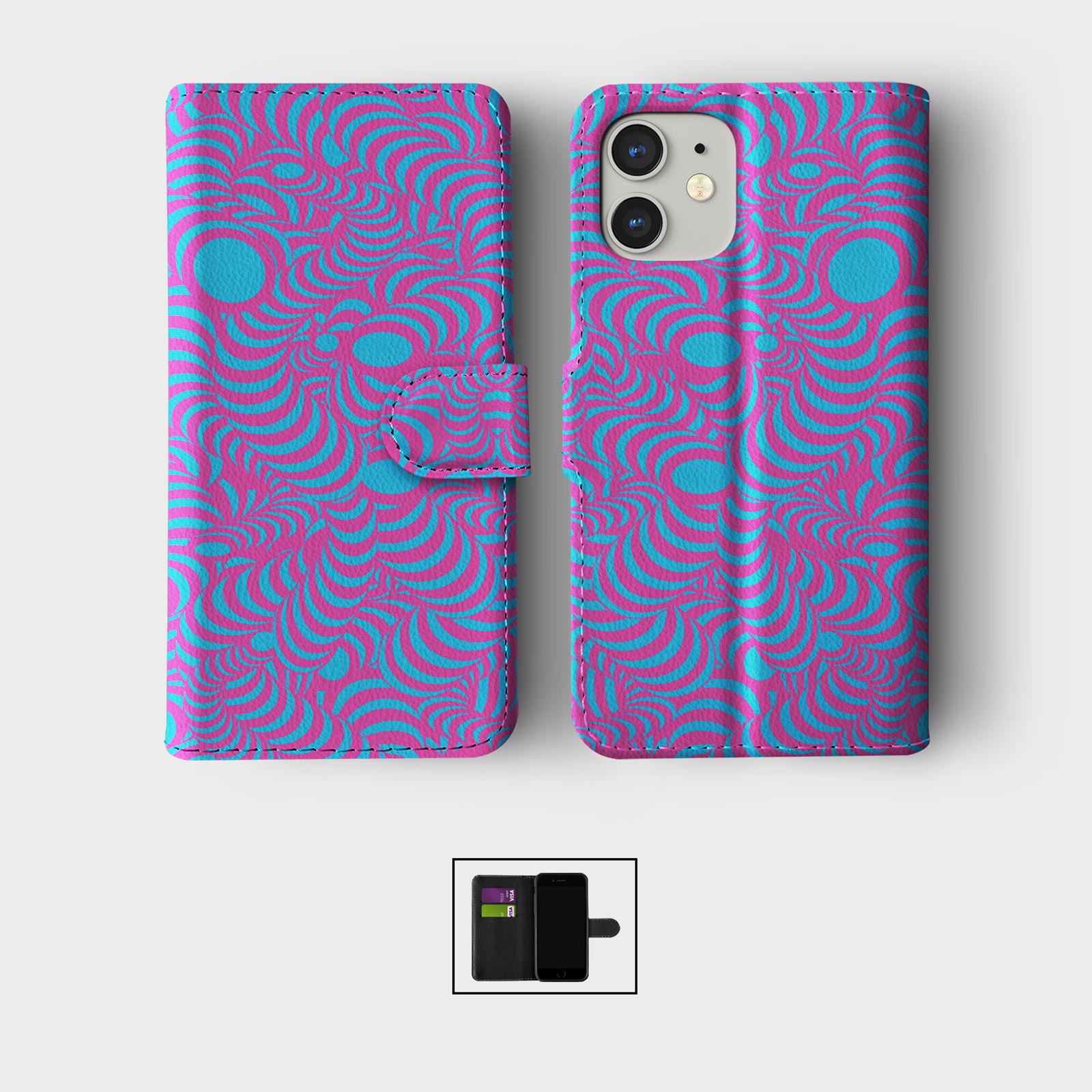 CASE FOR IPHONE 16 16E 15 14 12 12 PRO WALLET FLIP PHONE COVER VINTAGE ORNAMENT - Picture 5 of 7