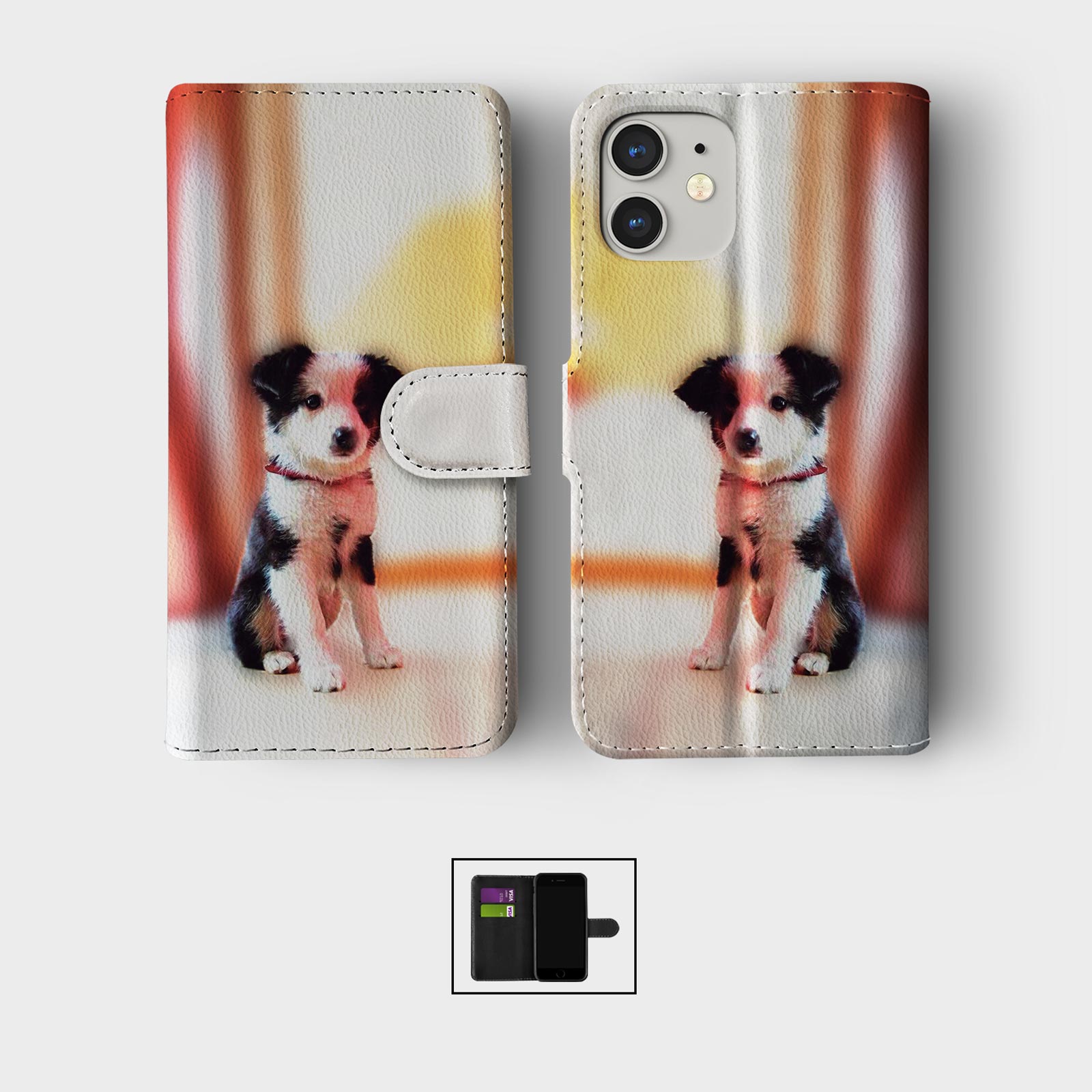 CASE FOR IPHONE 16 16E 15 14 12 SE PRO WALLET FLIP PHONE COVER CUTE PUPPY FACE - Picture 2 of 8