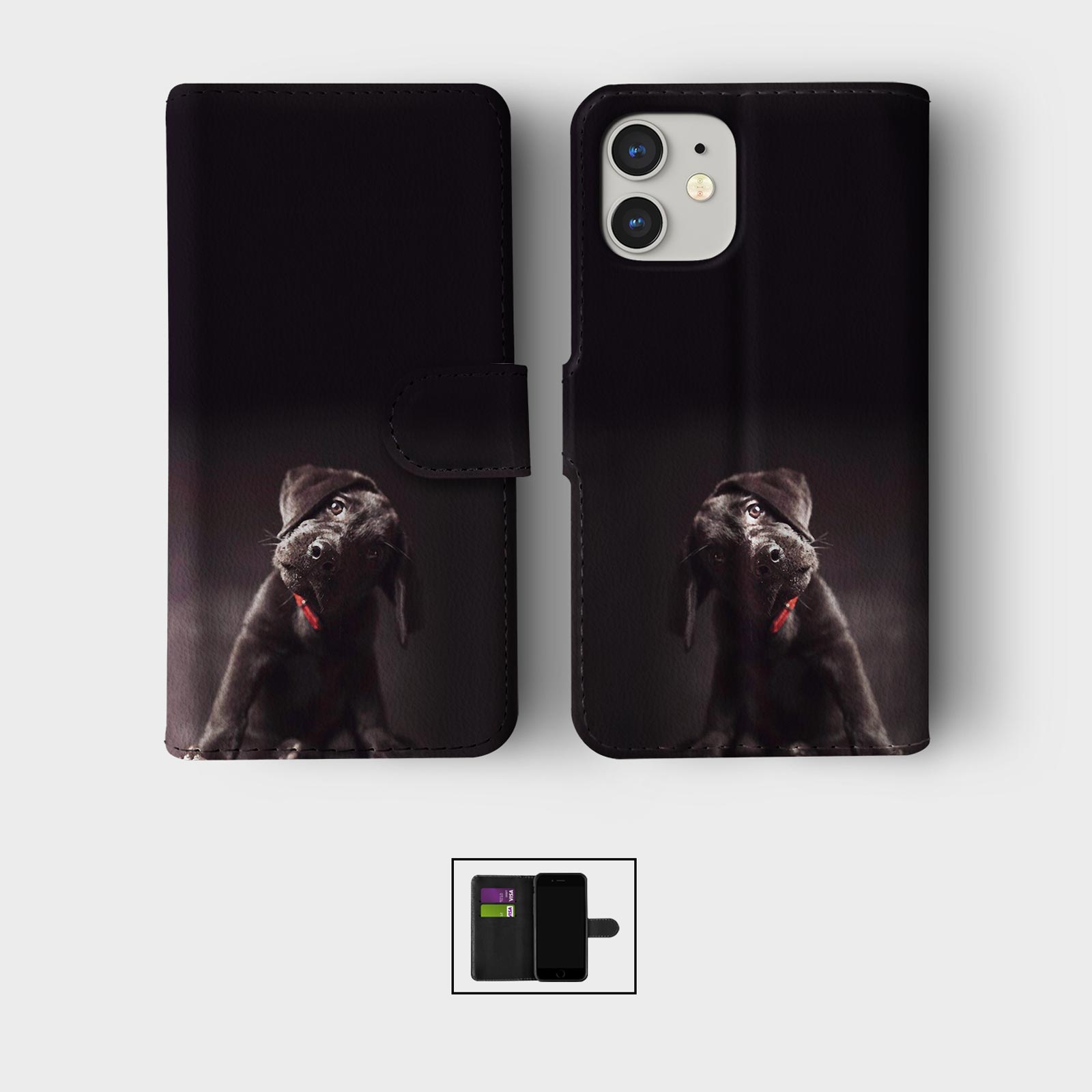 CASE FOR IPHONE 16 16E 15 14 12 SE PRO WALLET FLIP PHONE COVER CUTE PUPPY FACE - Picture 4 of 8