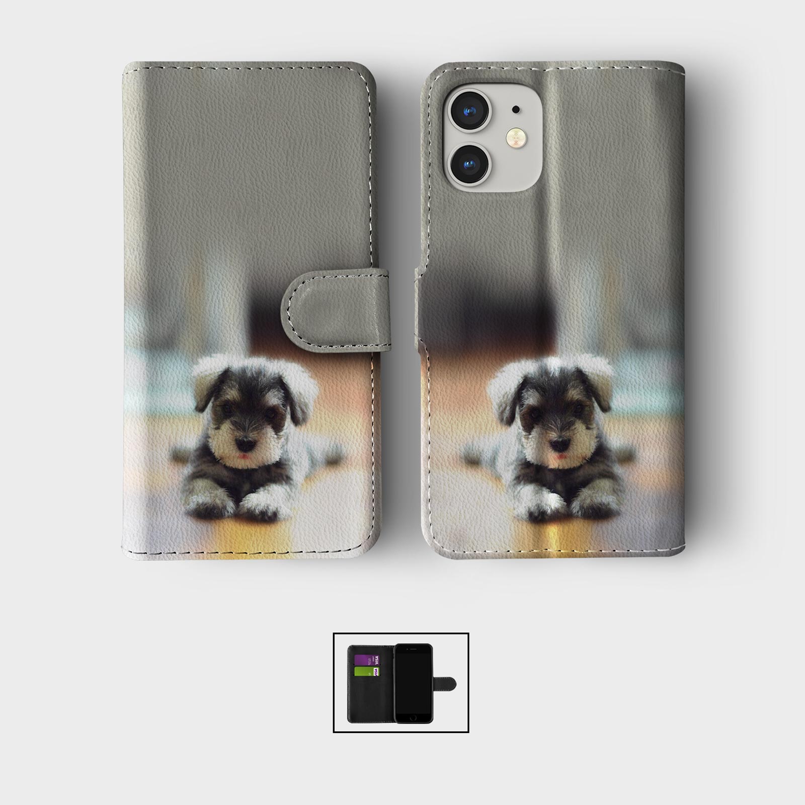 CASE FOR IPHONE 16 16E 15 14 12 SE PRO WALLET FLIP PHONE COVER CUTE PUPPY FACE - Picture 7 of 8