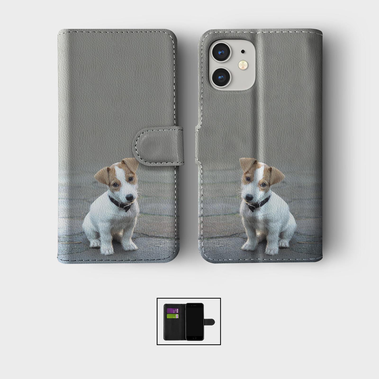 CASE FOR IPHONE 16 16E 15 14 12 12 SE PRO WALLET FLIP PHONE COVER CUTE PUPPY DOG - Picture 7 of 8