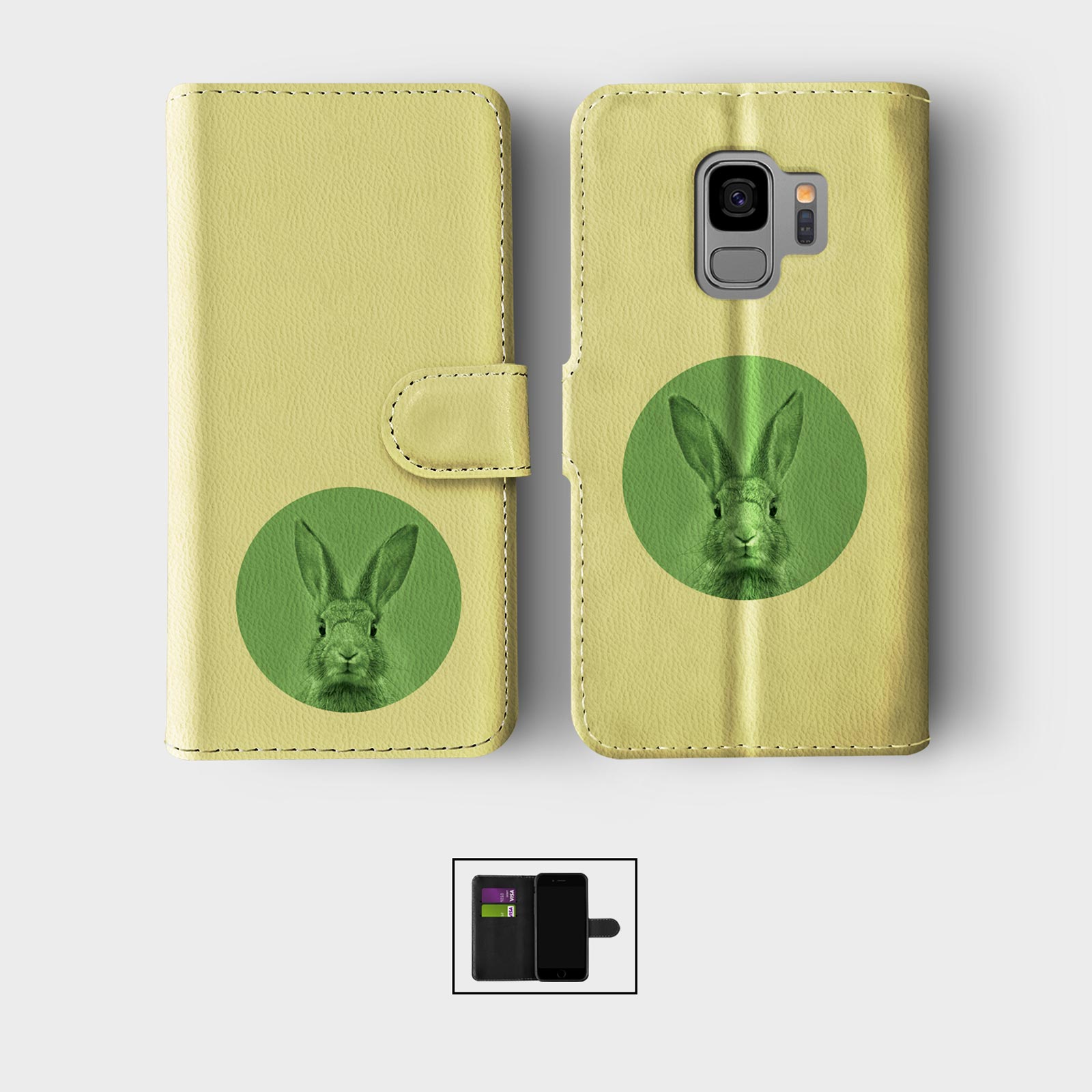 CASE FOR SAMSUNG S23 S22 S21 S20 S10 WALLET FLIP PHONE COVER CUTE BUNNY RABBIT - Picture 7 of 8