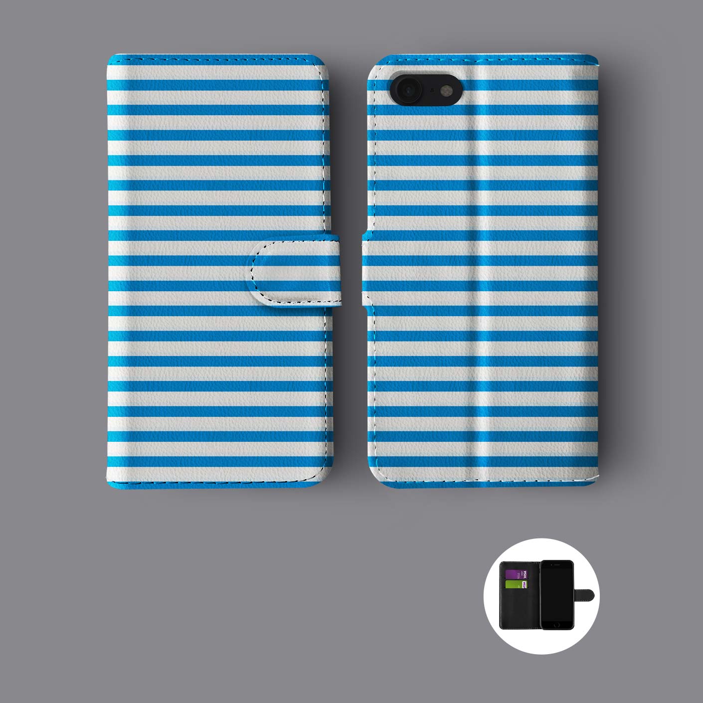 FLORAL SHABBY CHIC POLKA DOT LINES STRIPPED LEATHER WALLET PHONE CASE FOR IPHONE - Picture 6 of 10