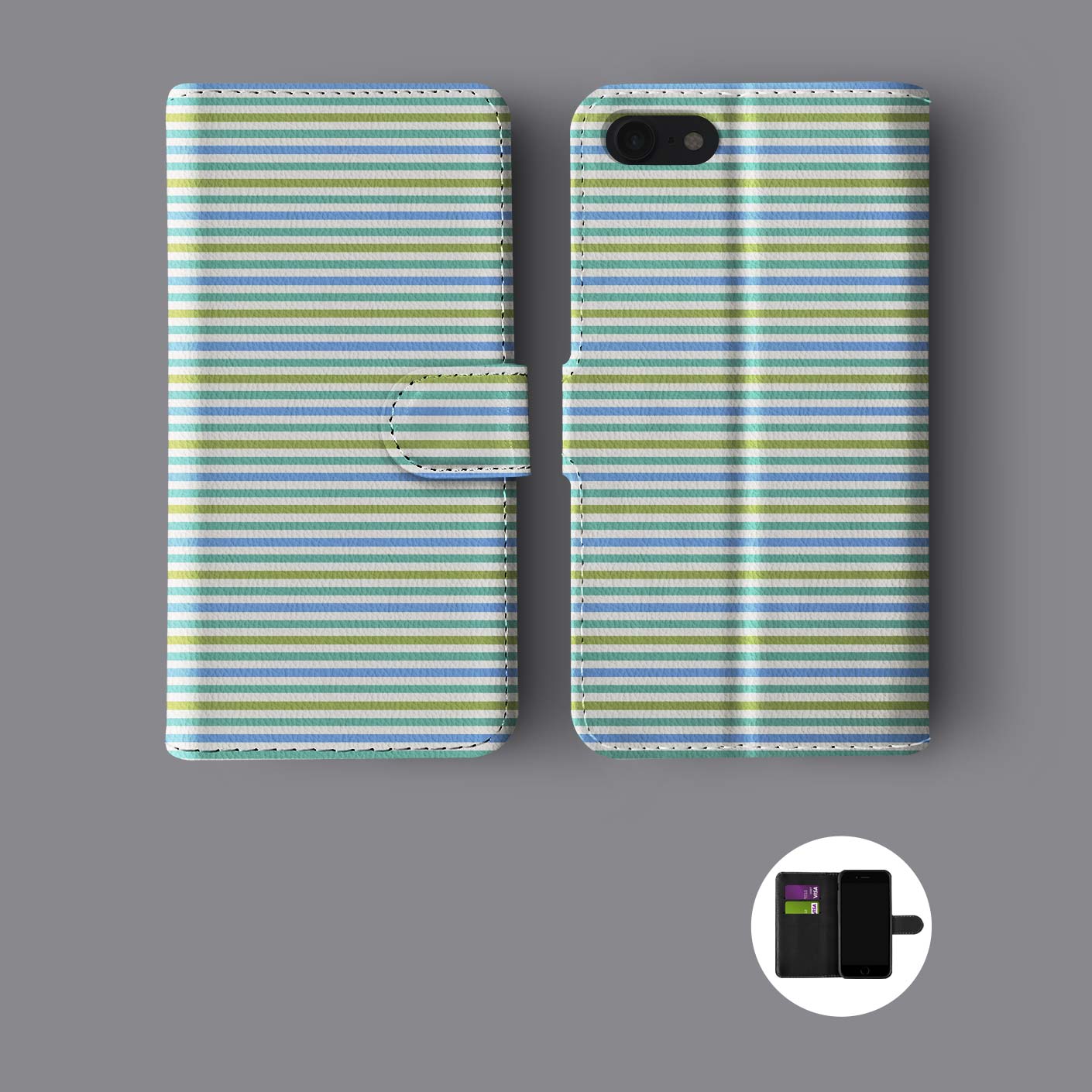 FLORAL SHABBY CHIC POLKA DOT LINES STRIPPED LEATHER WALLET PHONE CASE FOR IPHONE - Picture 7 of 10