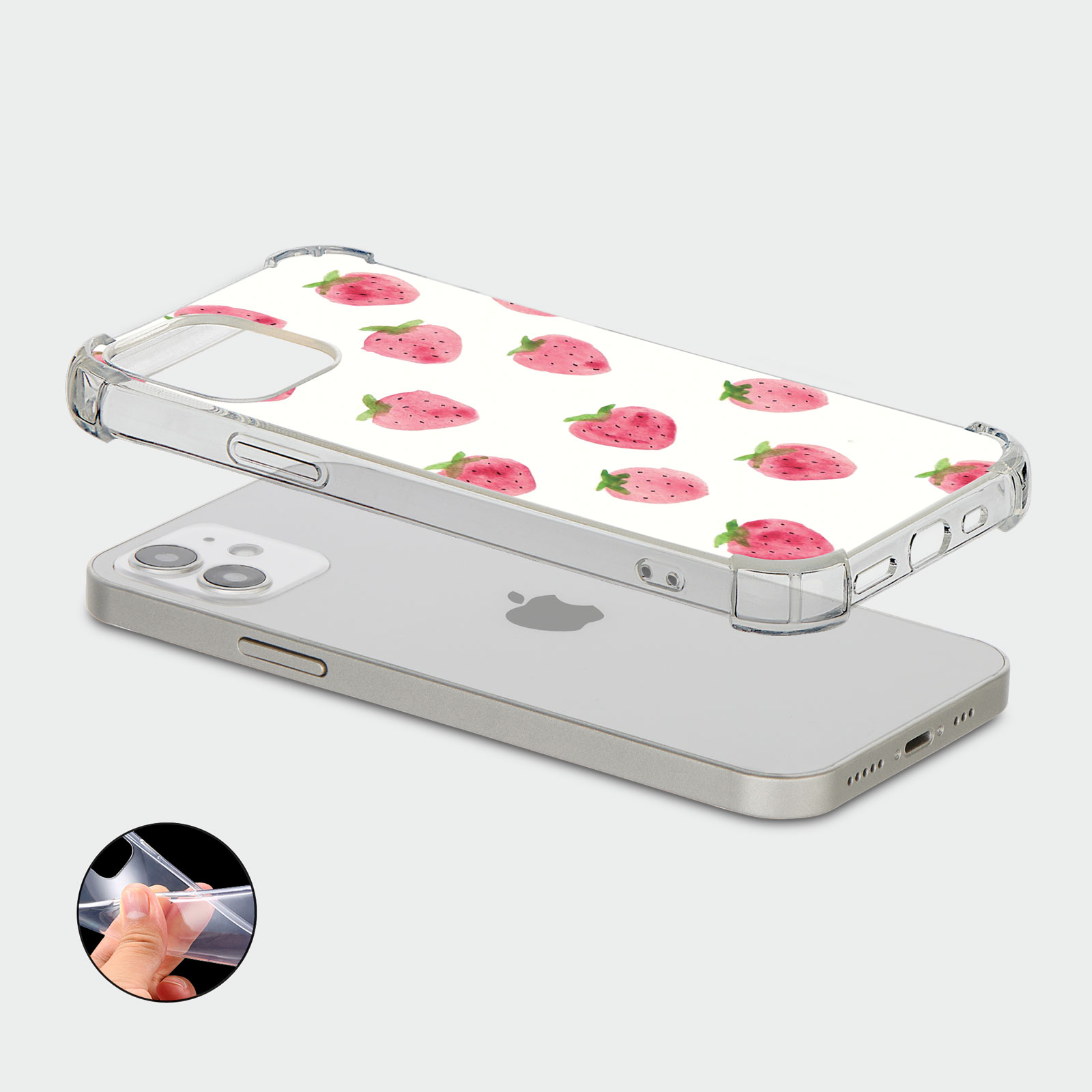 CASE FOR IPHONE 15 14 13 12 11 SE 8 PRO SHOCKPROOF PHONE COVER STRAWBERRIES RED - Picture 8 of 26