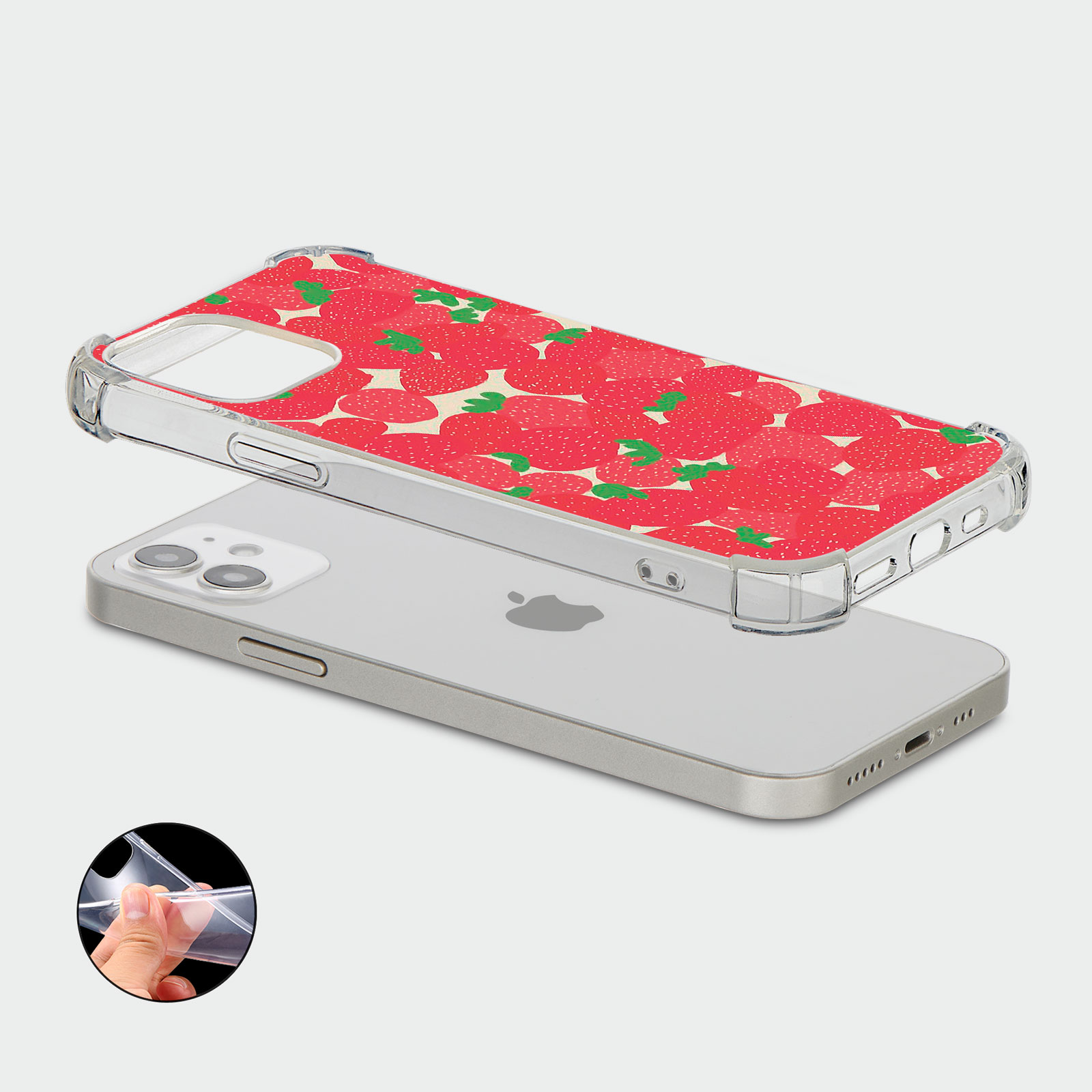 CASE FOR IPHONE 15 14 13 12 11 SE 8 PRO SHOCKPROOF PHONE COVER STRAWBERRIES RED - Picture 12 of 26