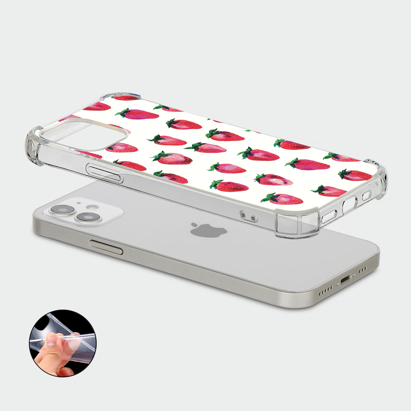 CASE FOR IPHONE 15 14 13 12 11 SE 8 PRO SHOCKPROOF PHONE COVER STRAWBERRIES RED - Picture 16 of 26