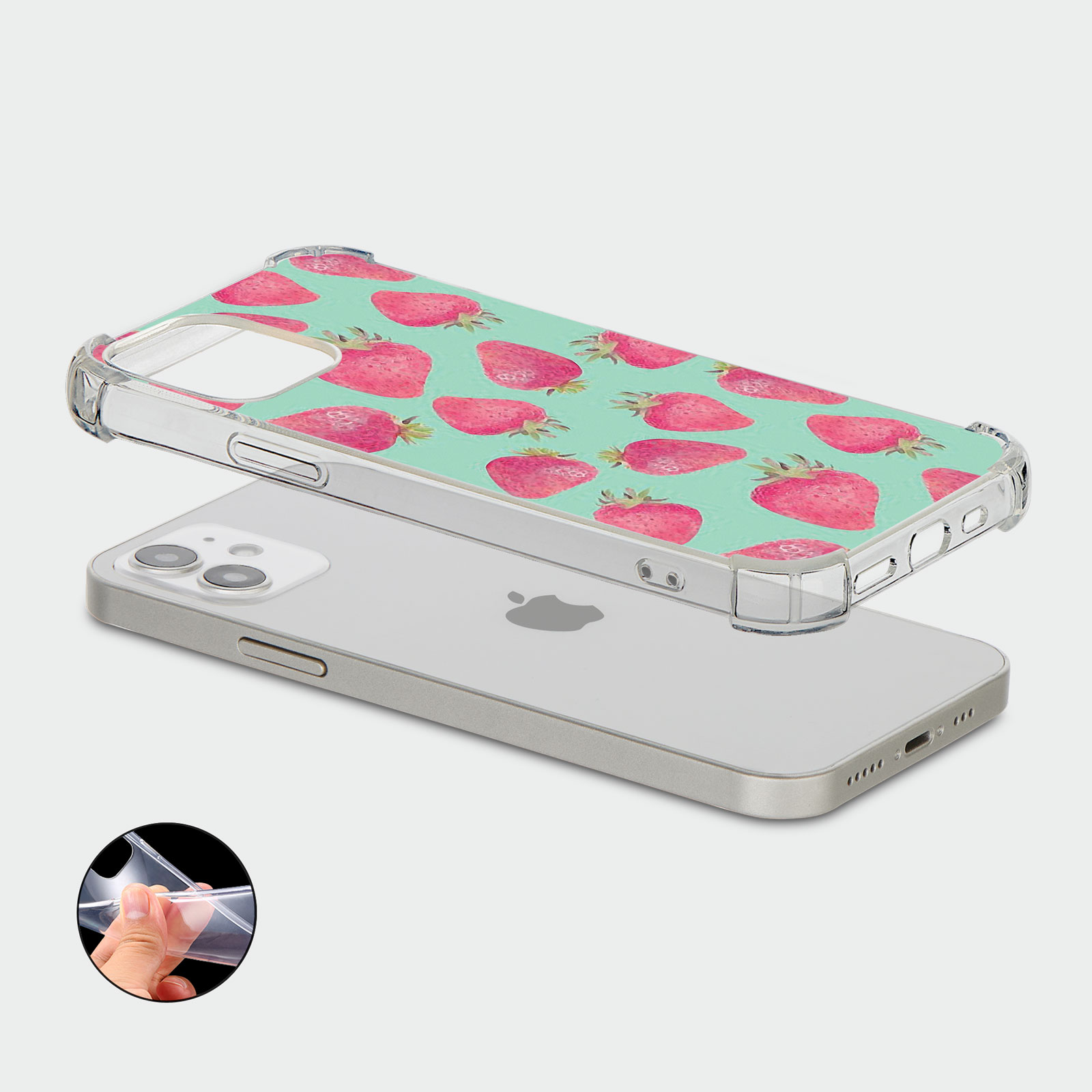 CASE FOR IPHONE 15 14 13 12 11 SE 8 PRO SHOCKPROOF PHONE COVER STRAWBERRIES RED - Picture 20 of 26