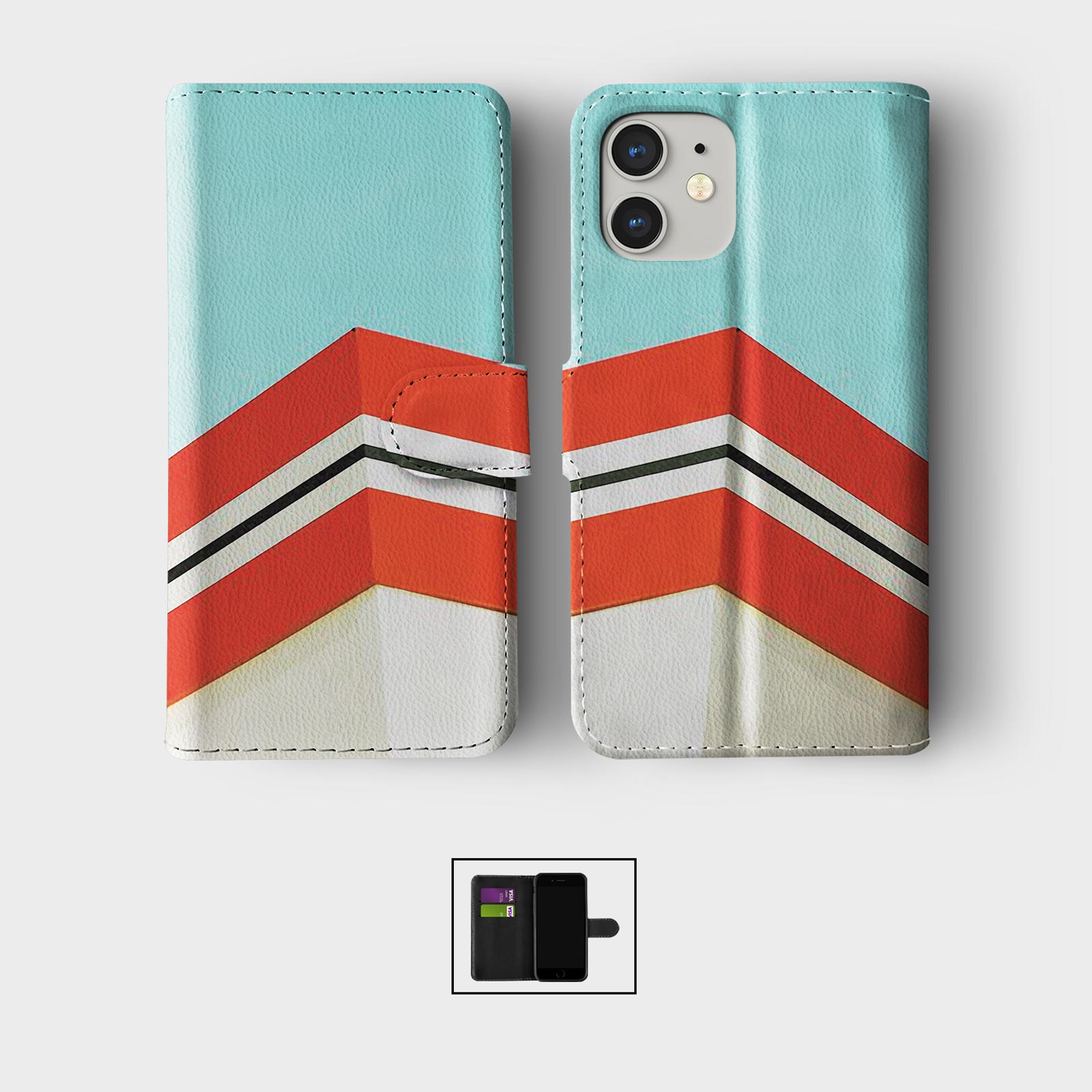 CASE FOR IPHONE 16 16E 15 14 12 12 PRO WALLET FLIP PHONE COVER STRIPES AND LINES - Picture 7 of 8