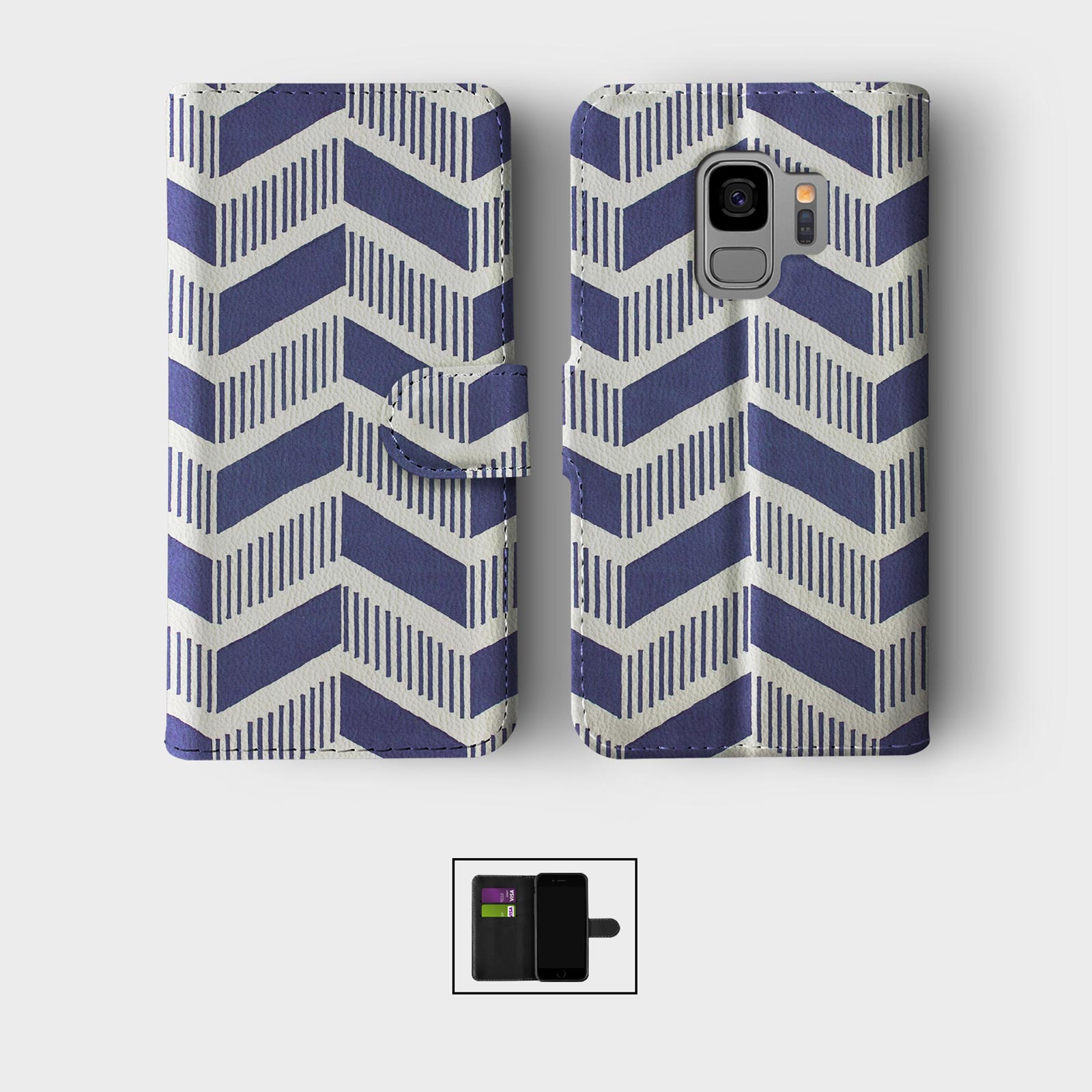 CASE FOR SAMSUNG S23 S22 S21 S20 S10 S9 WALLET FLIP PHONE COVER LINES STRIPES - Picture 3 of 9