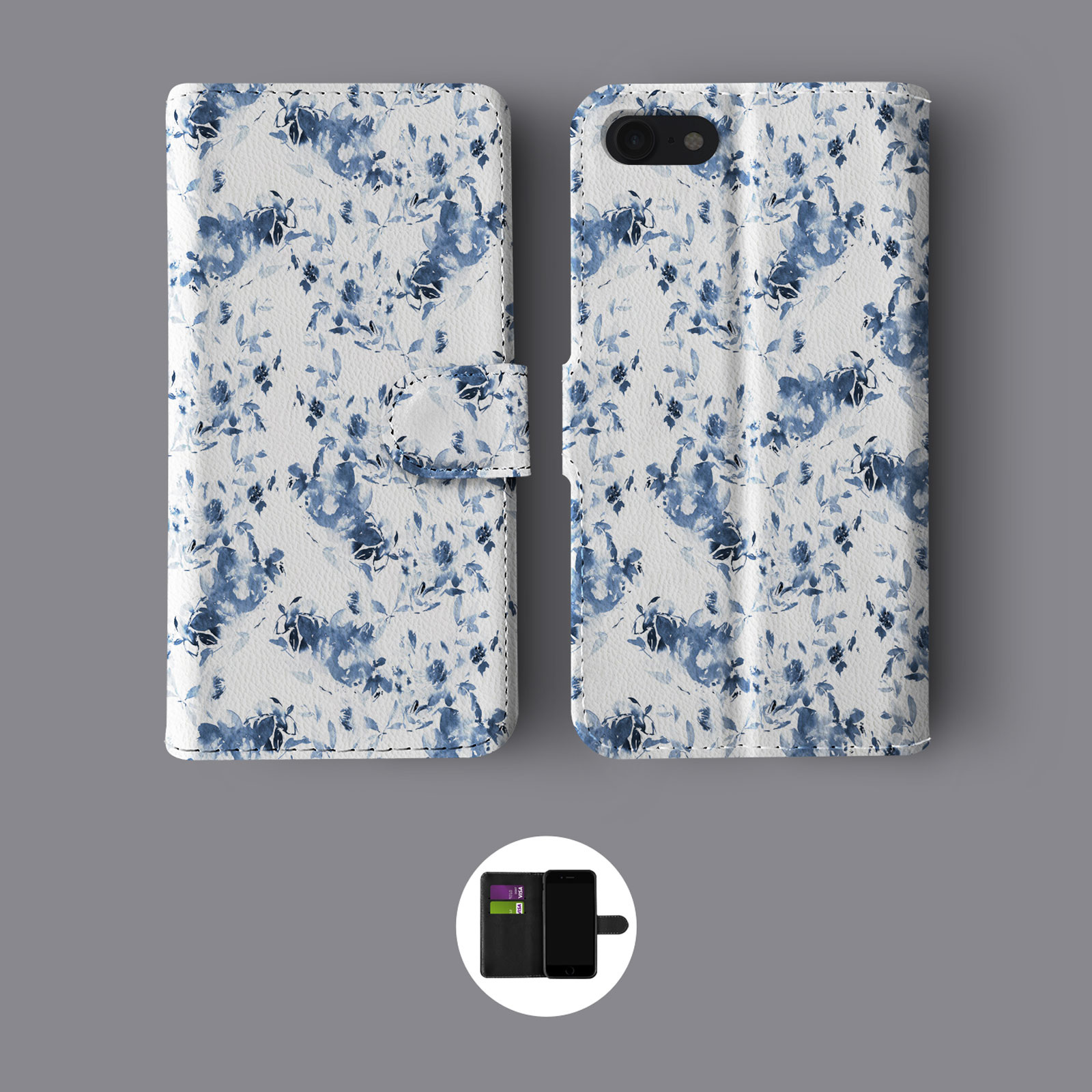 STRIPES FLOWERS SHABBY CHIC STRIPES LINES LEATHER WALLET PHONE CASE FOR IPHONE - Picture 7 of 10