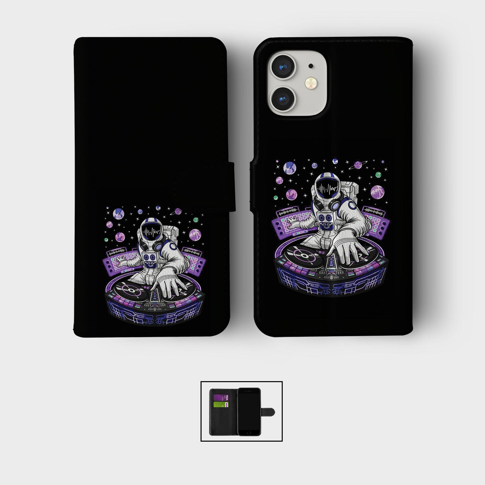 FLIP WALLET PHONE CASE FOR IPHONE 16 15 14 13 12 11 SE 8 TECHNO CYBER BEAT DARK - Picture 2 of 10