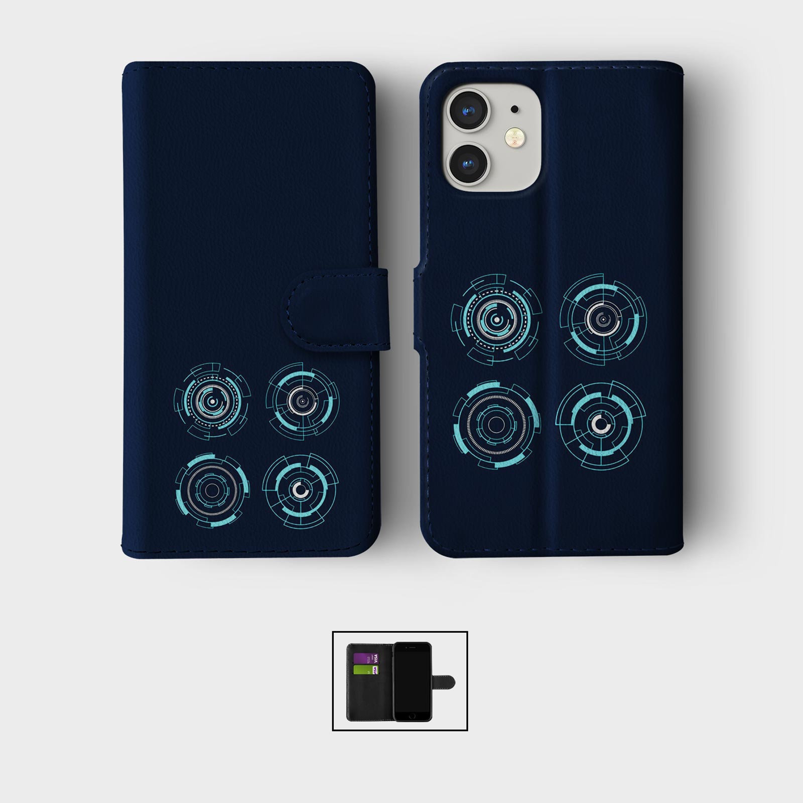 FLIP WALLET PHONE CASE FOR IPHONE 16 15 14 13 12 11 SE 8 TECHNO CYBER BEAT DARK - Picture 5 of 10