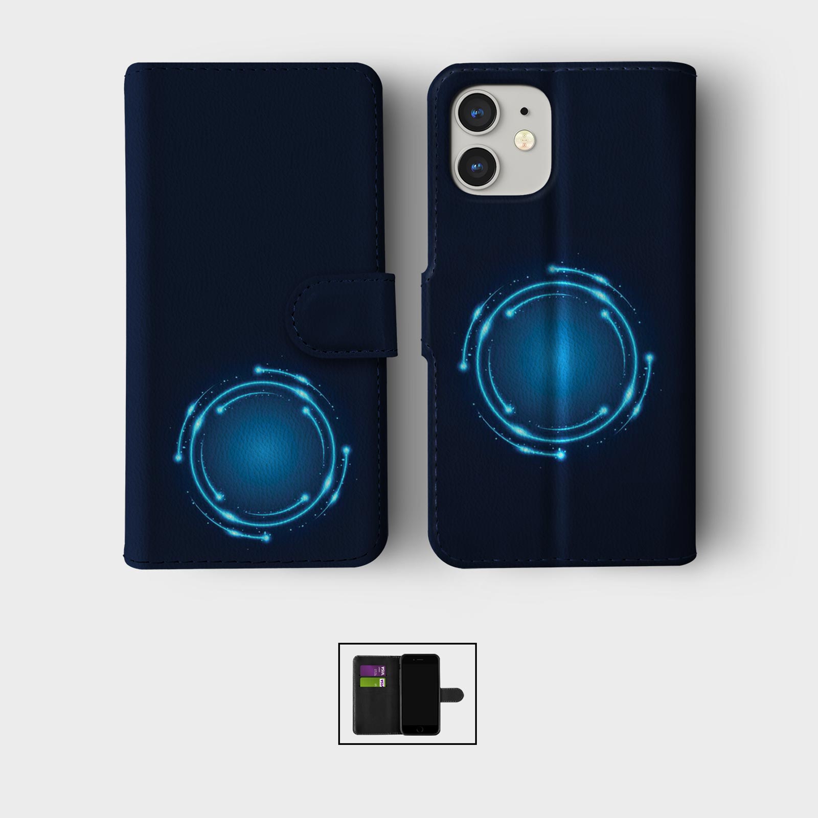 FLIP WALLET PHONE CASE FOR IPHONE 16 15 14 13 12 11 SE 8 TECHNO CYBER BEAT DARK - Picture 6 of 10