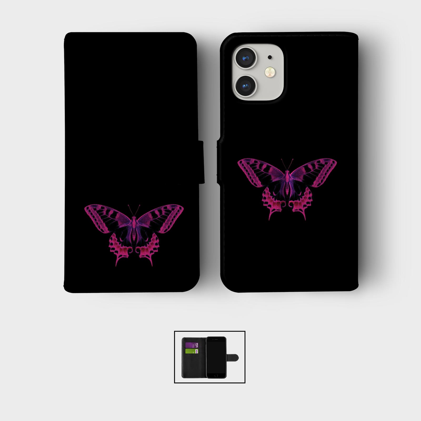 FLIP WALLET PHONE CASE FOR IPHONE 16 15 14 13 12 11 SE 8 TECHNO CYBER BEAT DARK - Picture 9 of 10