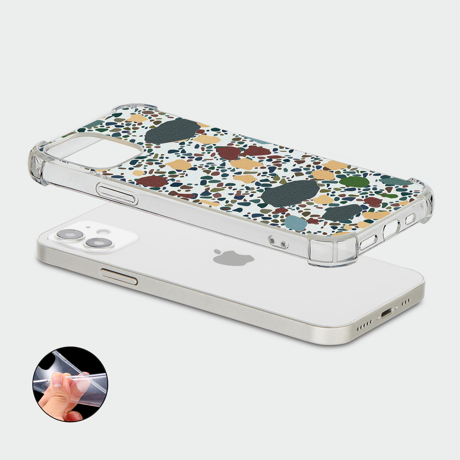 CASE FOR IPHONE 15 14 13 12 SHOCKPROOF PHONE COVER TERRAZZO ABSTRACT COLOURFUL - Picture 12 of 34